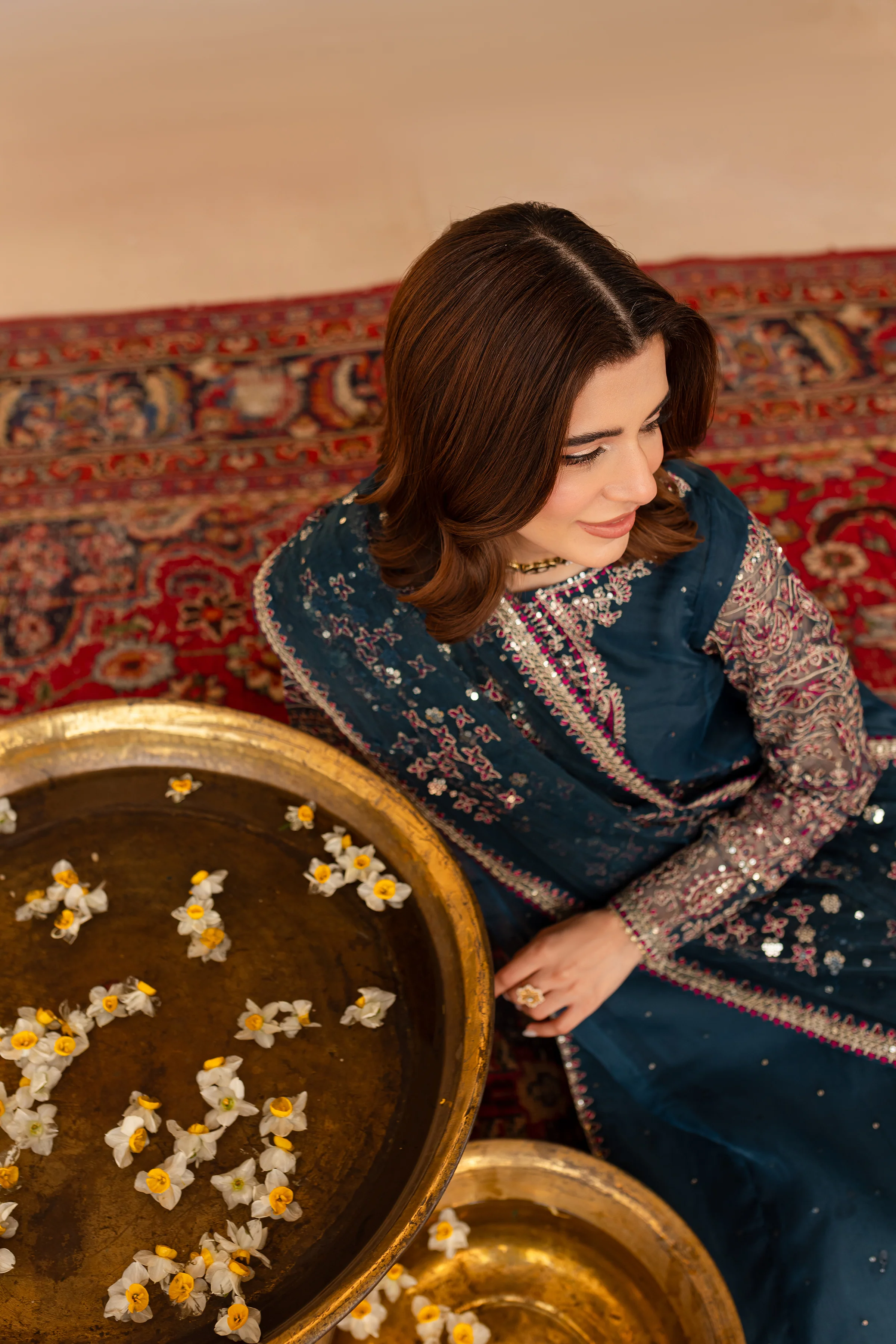 Azure Blue 3Pc - Embroidered Luxe Pret - Image 6