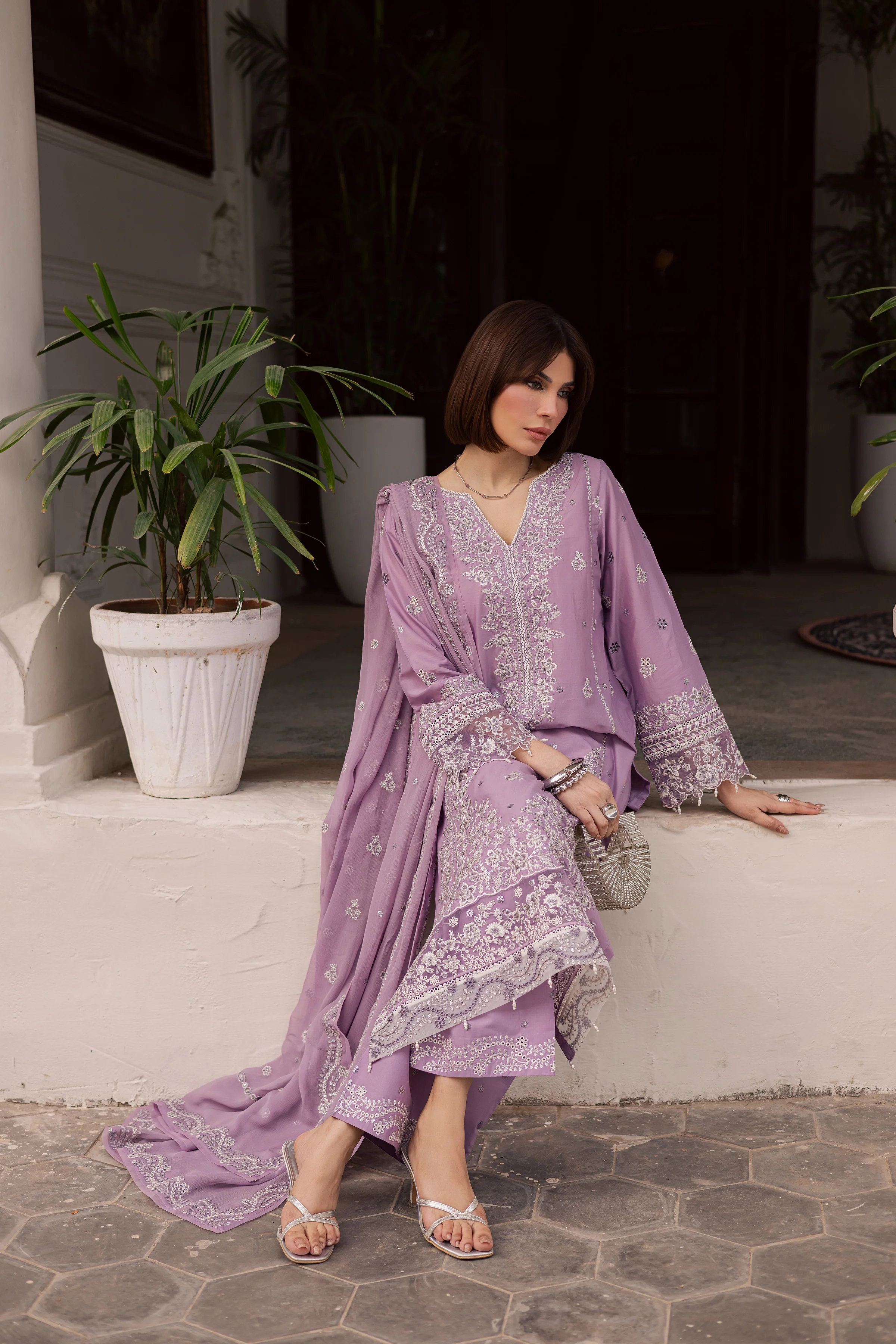 Banafsh 3Pc - Festive Embroidered Lawn - Image 5