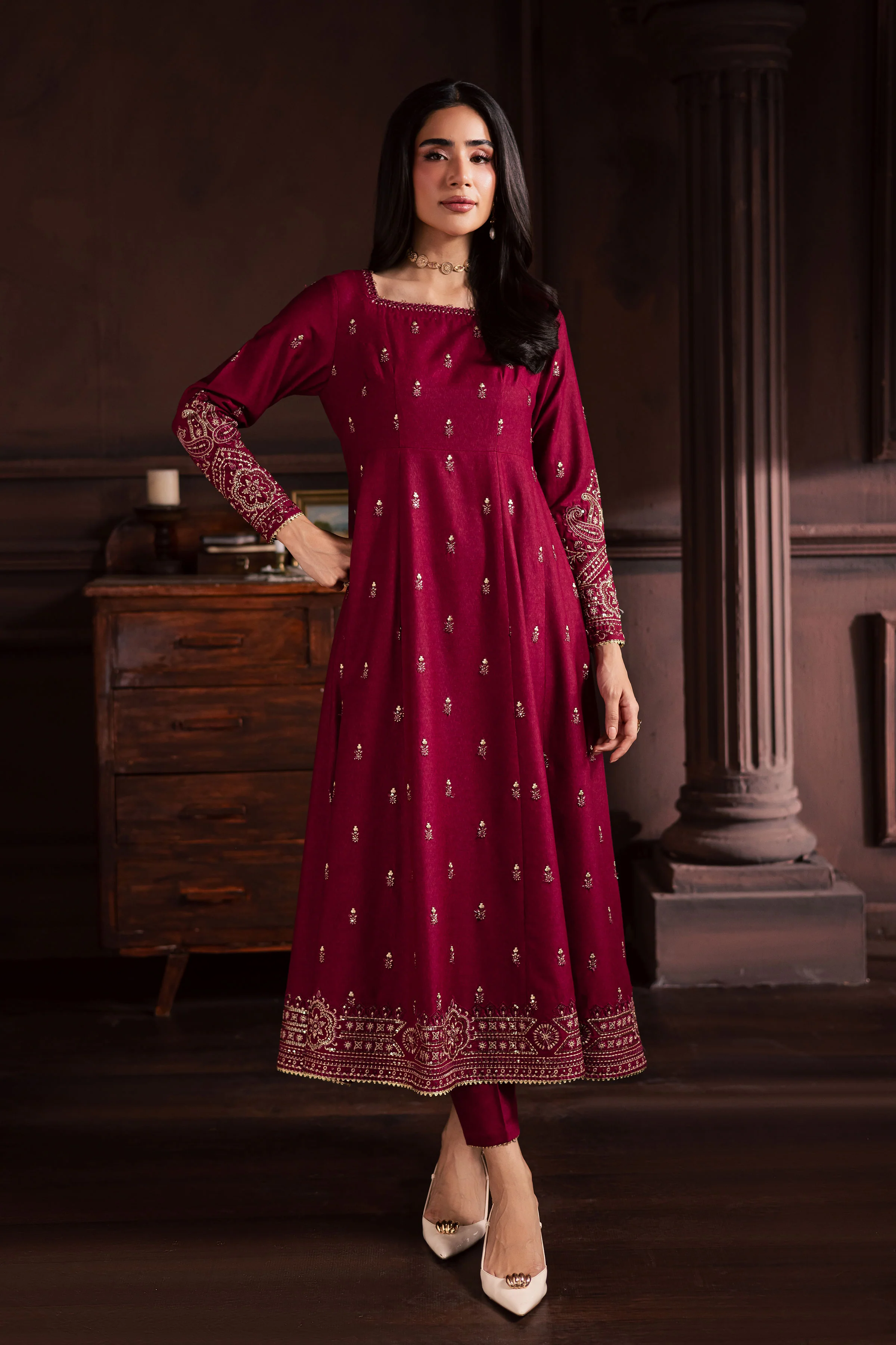 Baneen 2Pc - Embroidered Karandi Dress - Image 6