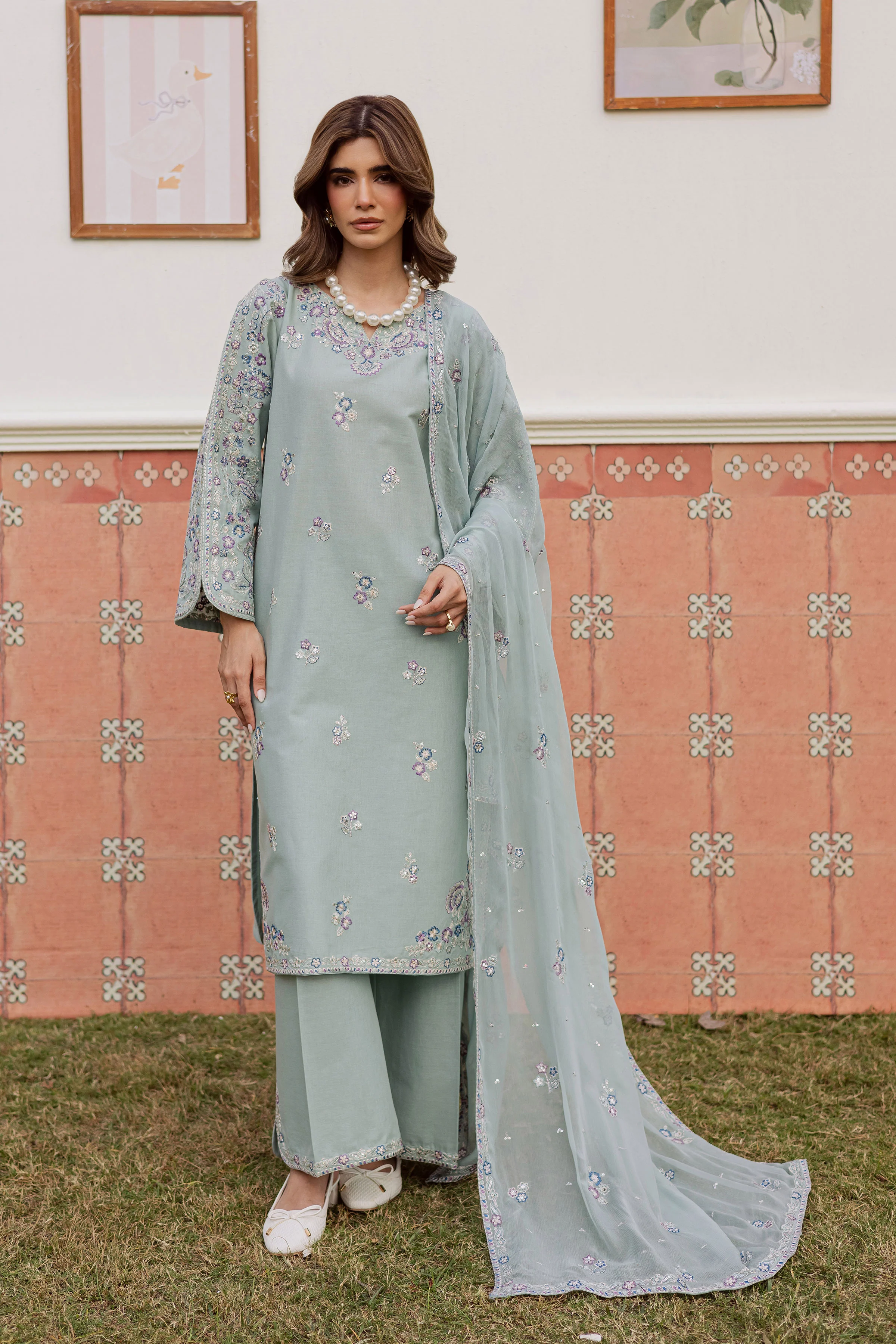 Basil 3Pc - Embroidered Khaddar Dress