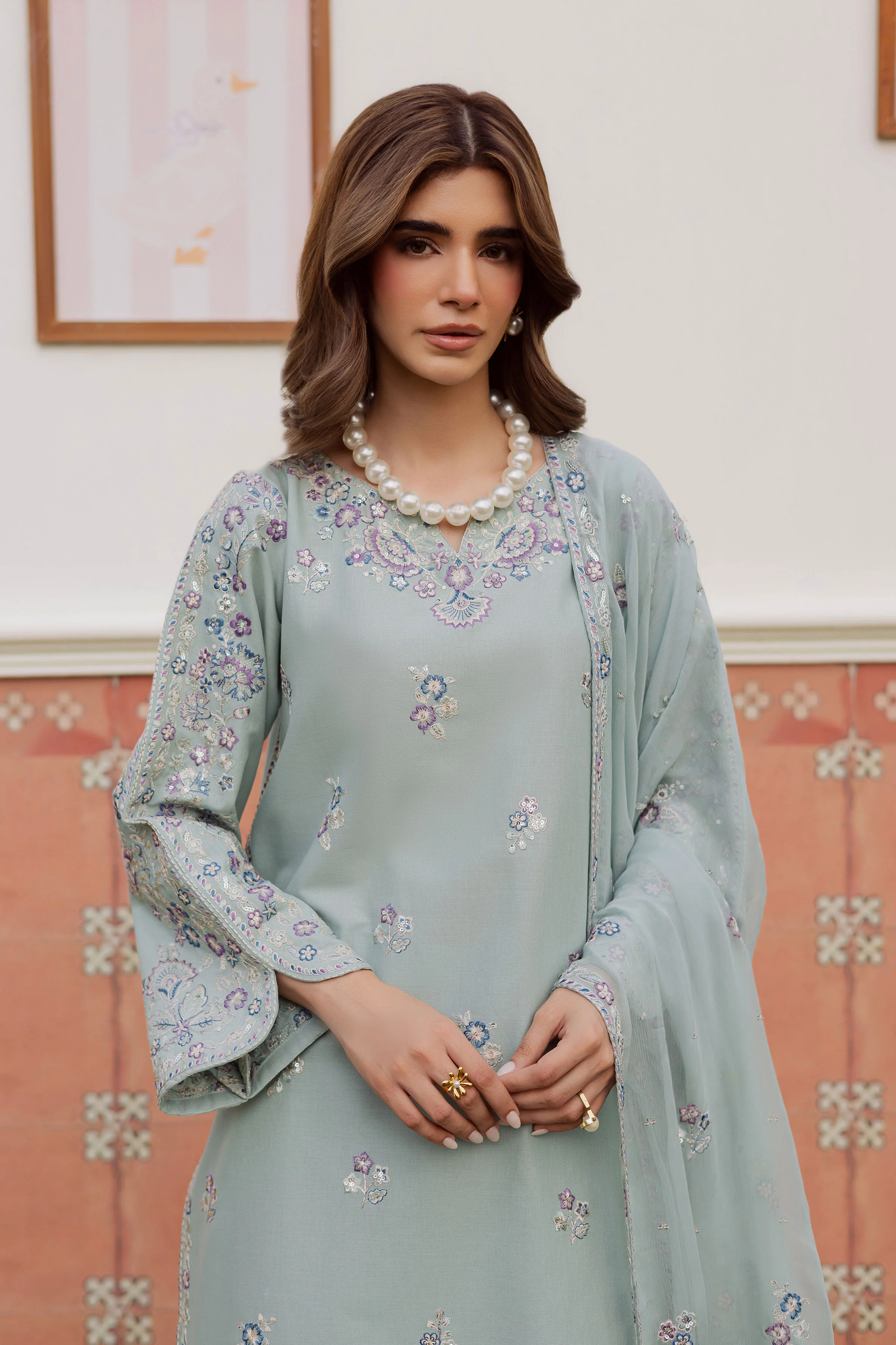 Basil 3Pc - Embroidered Khaddar Dress - Image 3