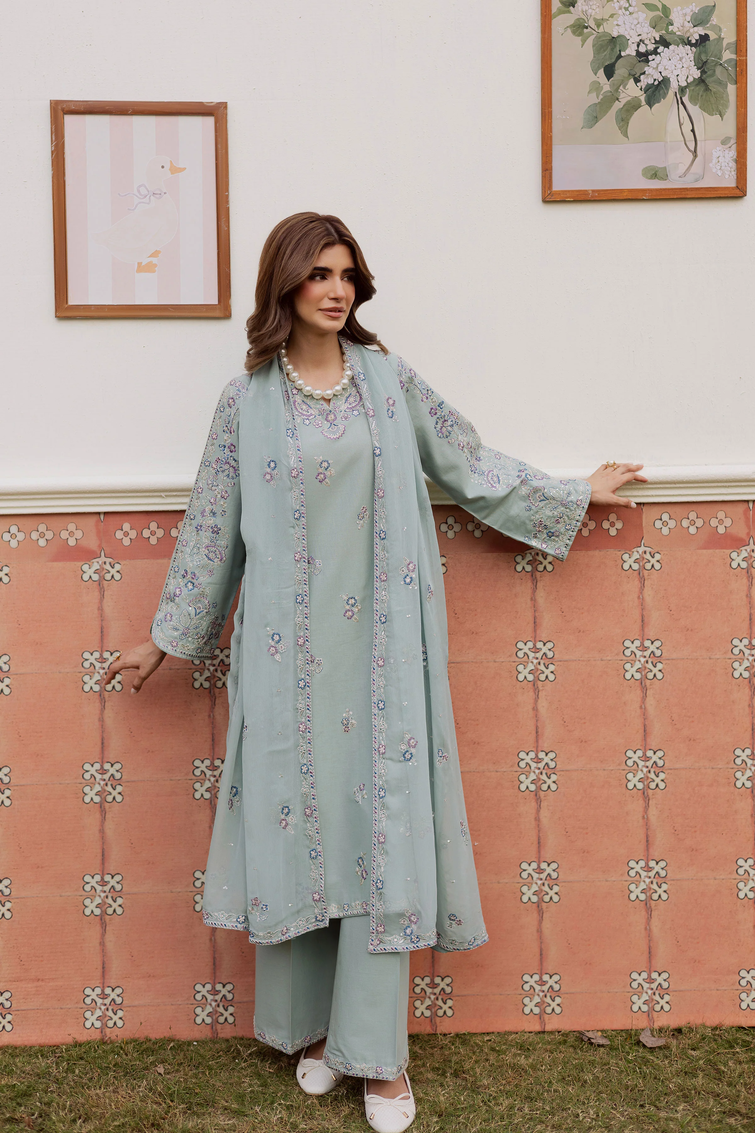 Basil 3Pc - Embroidered Khaddar Dress - Image 5