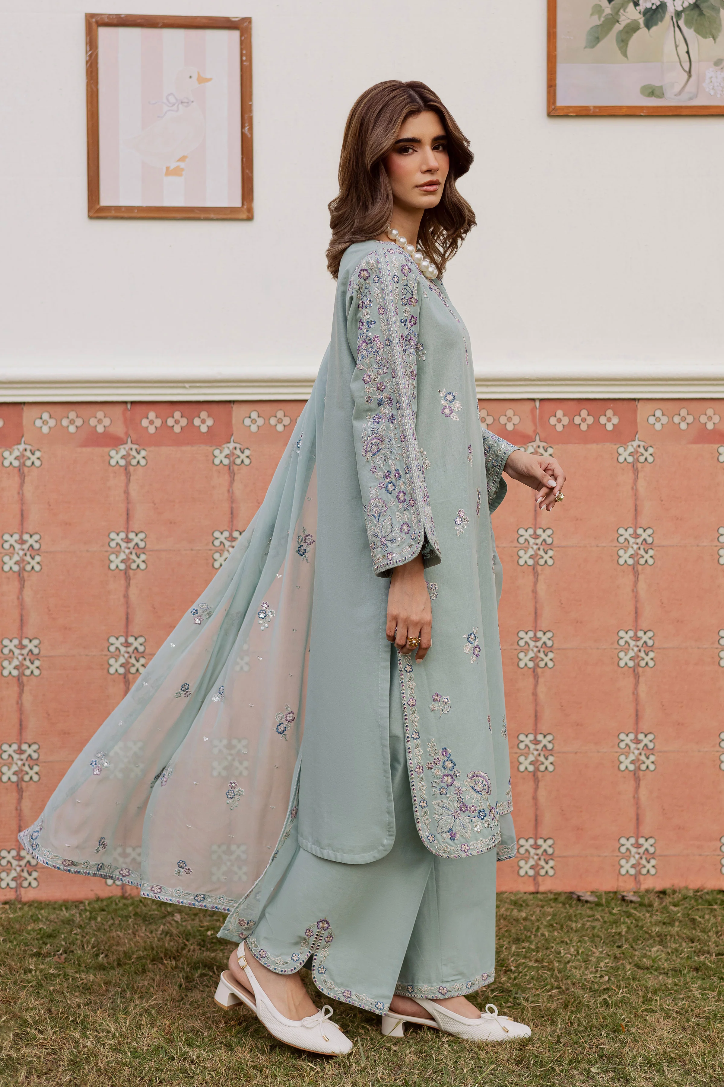 Basil 3Pc - Embroidered Khaddar Dress - Image 8