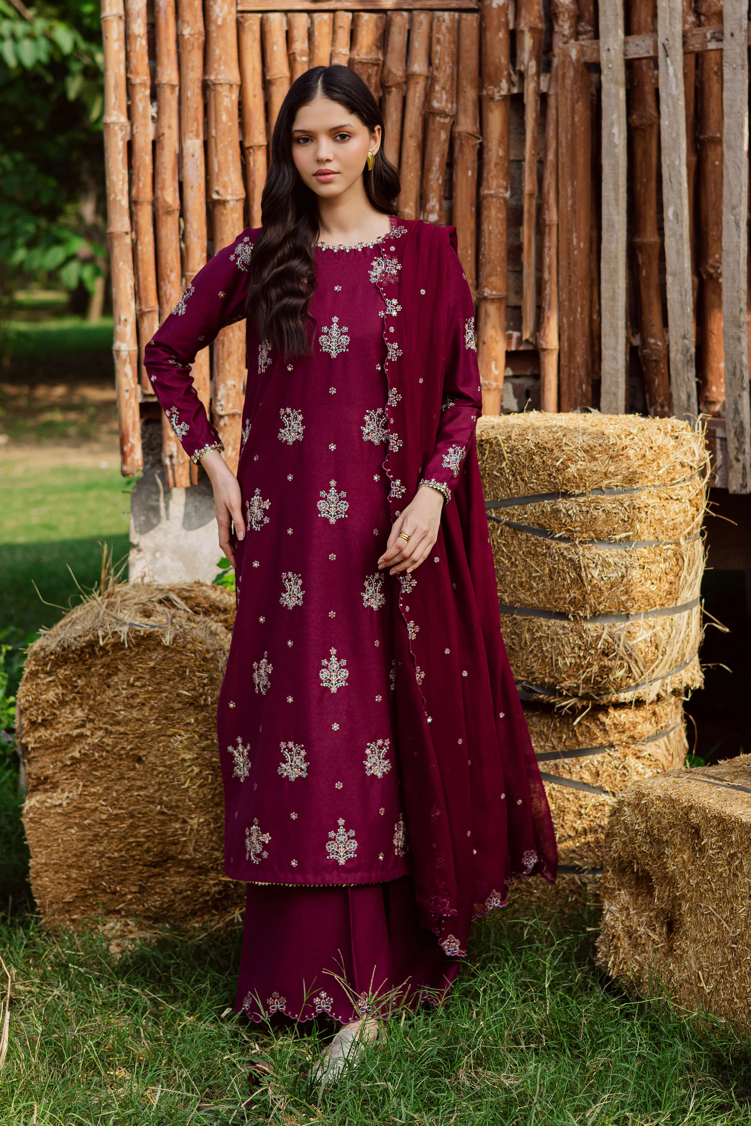 Bells 3Pc - Embroidered Karandi Dress - Image 5