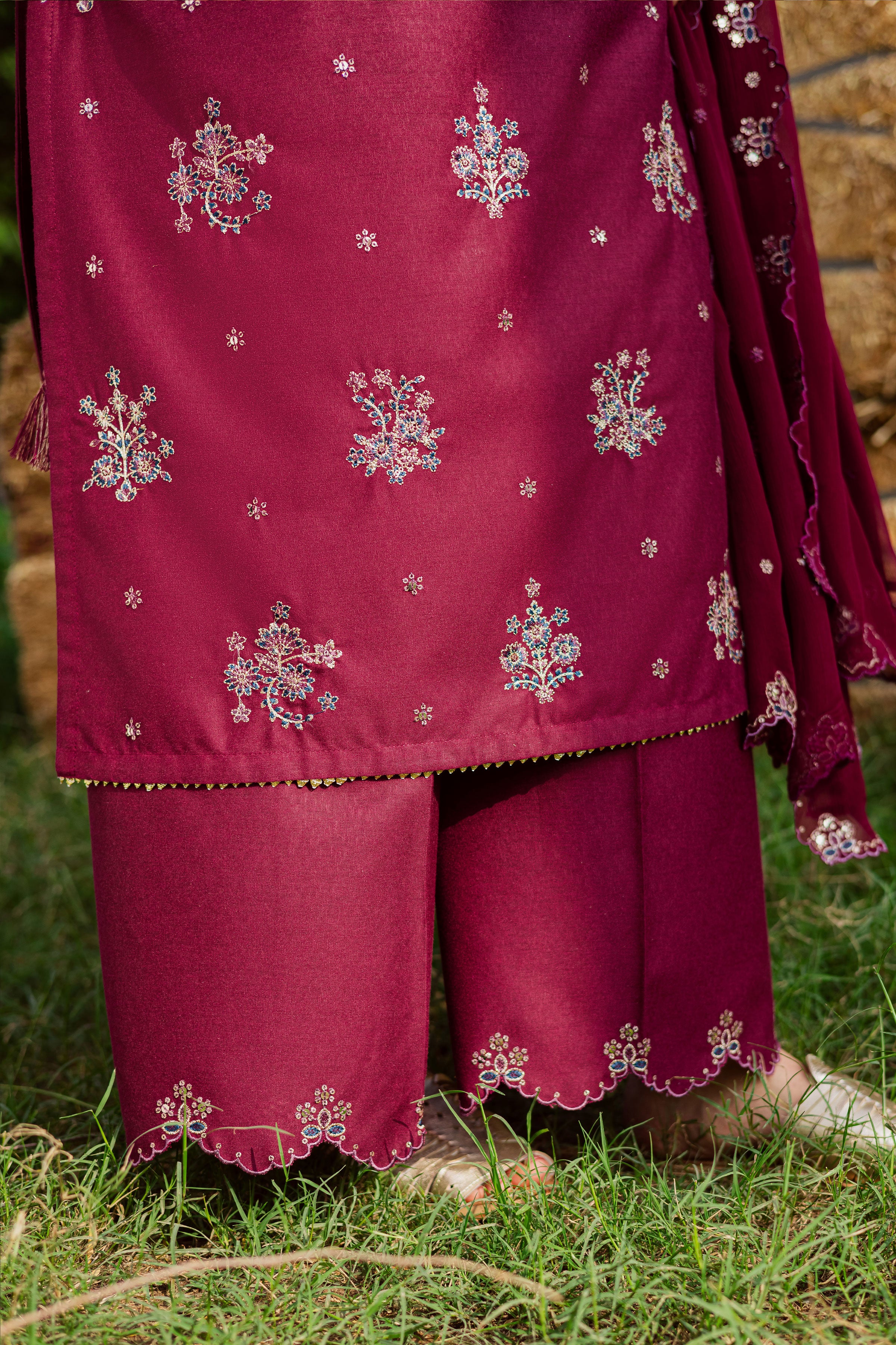 Bells 3Pc - Embroidered Karandi Dress - Image 6