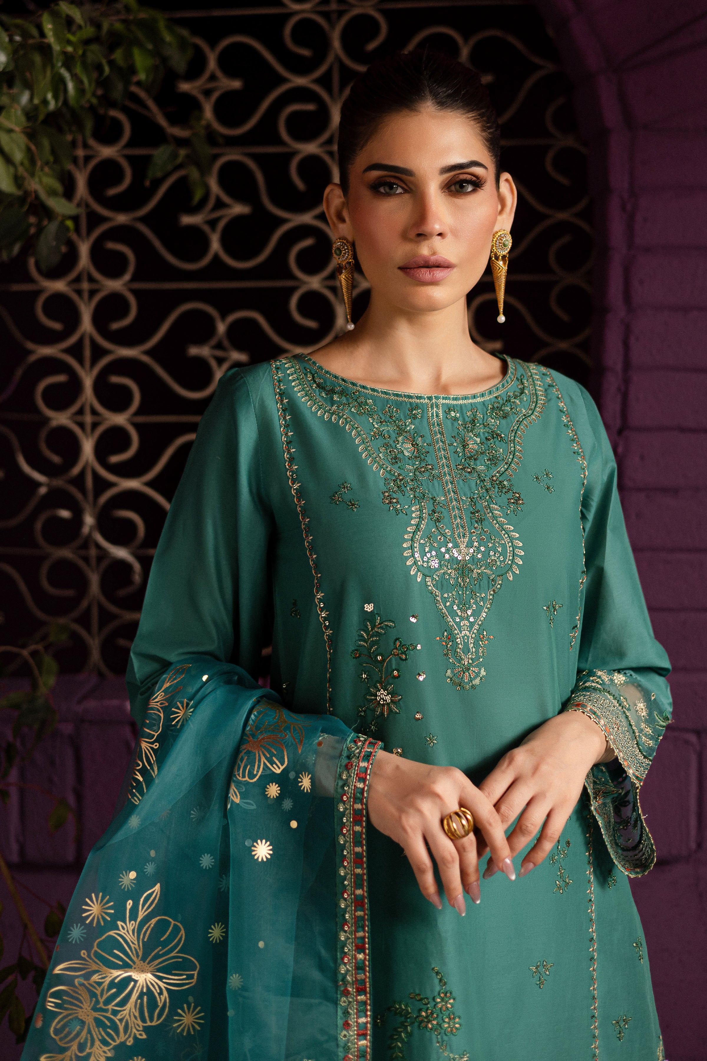 Beoume 3Pc - Embroidered Solid Dress - Image 2