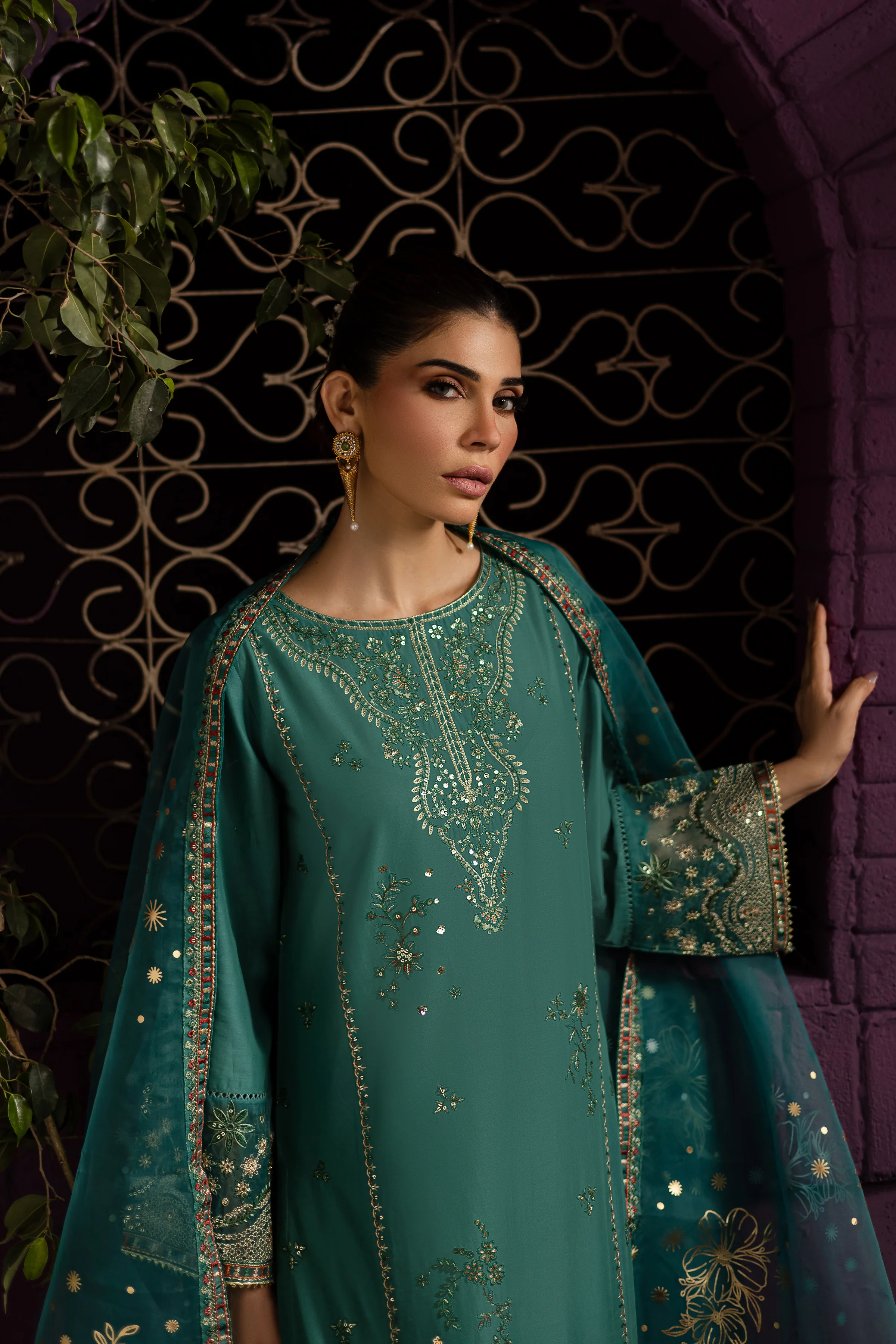 Beoume 3Pc - Embroidered Solid Dress - Image 3