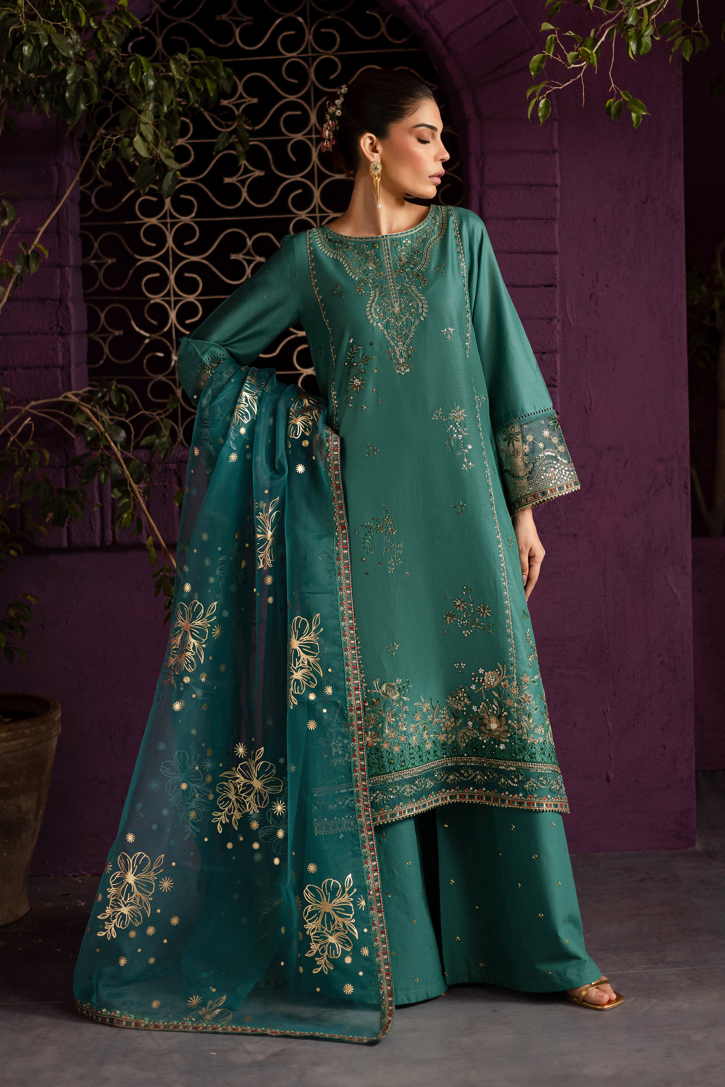 Beoume 3Pc - Embroidered Solid Dress - Image 4