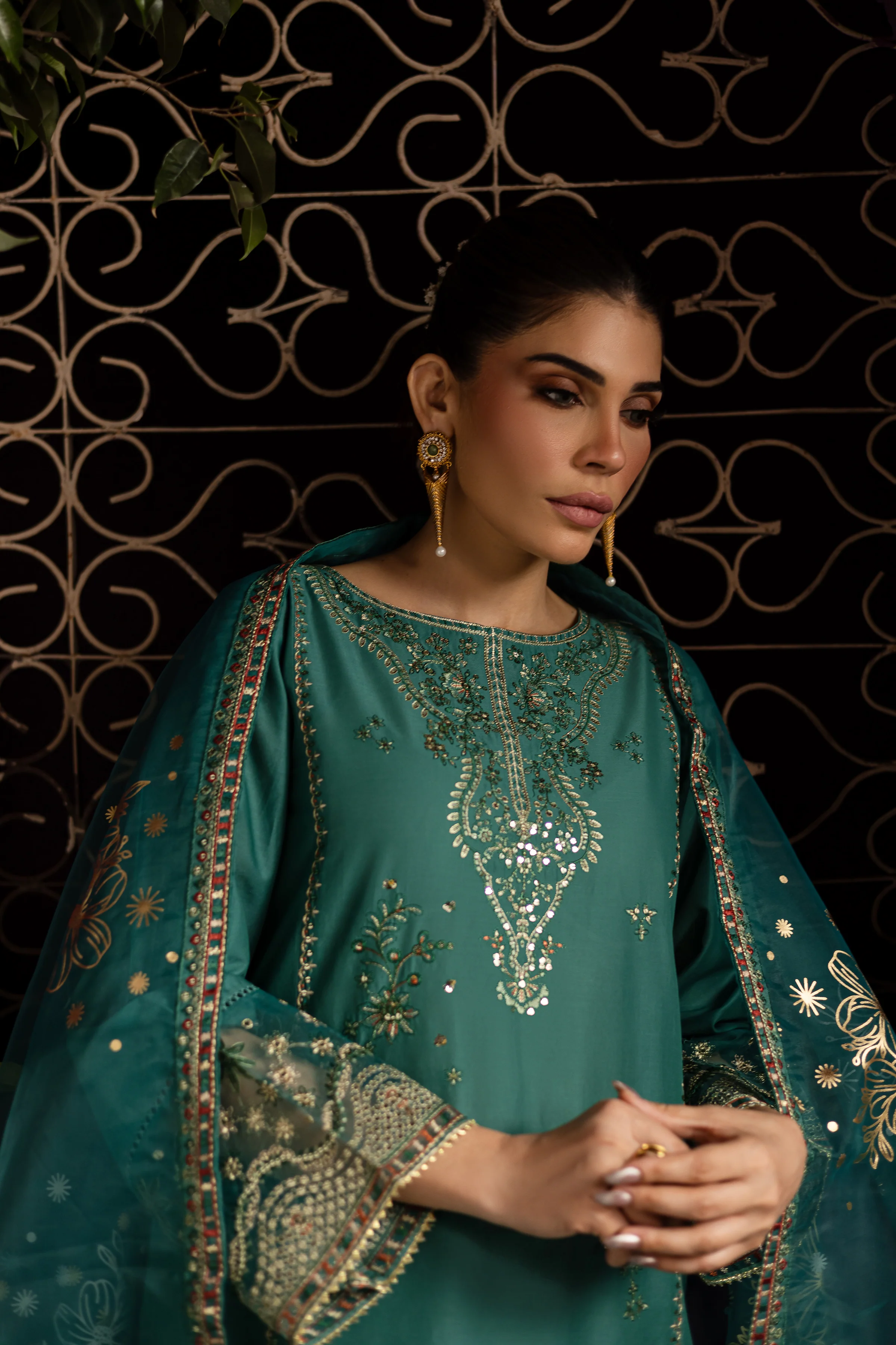 Beoume 3Pc - Embroidered Solid Dress - Image 5
