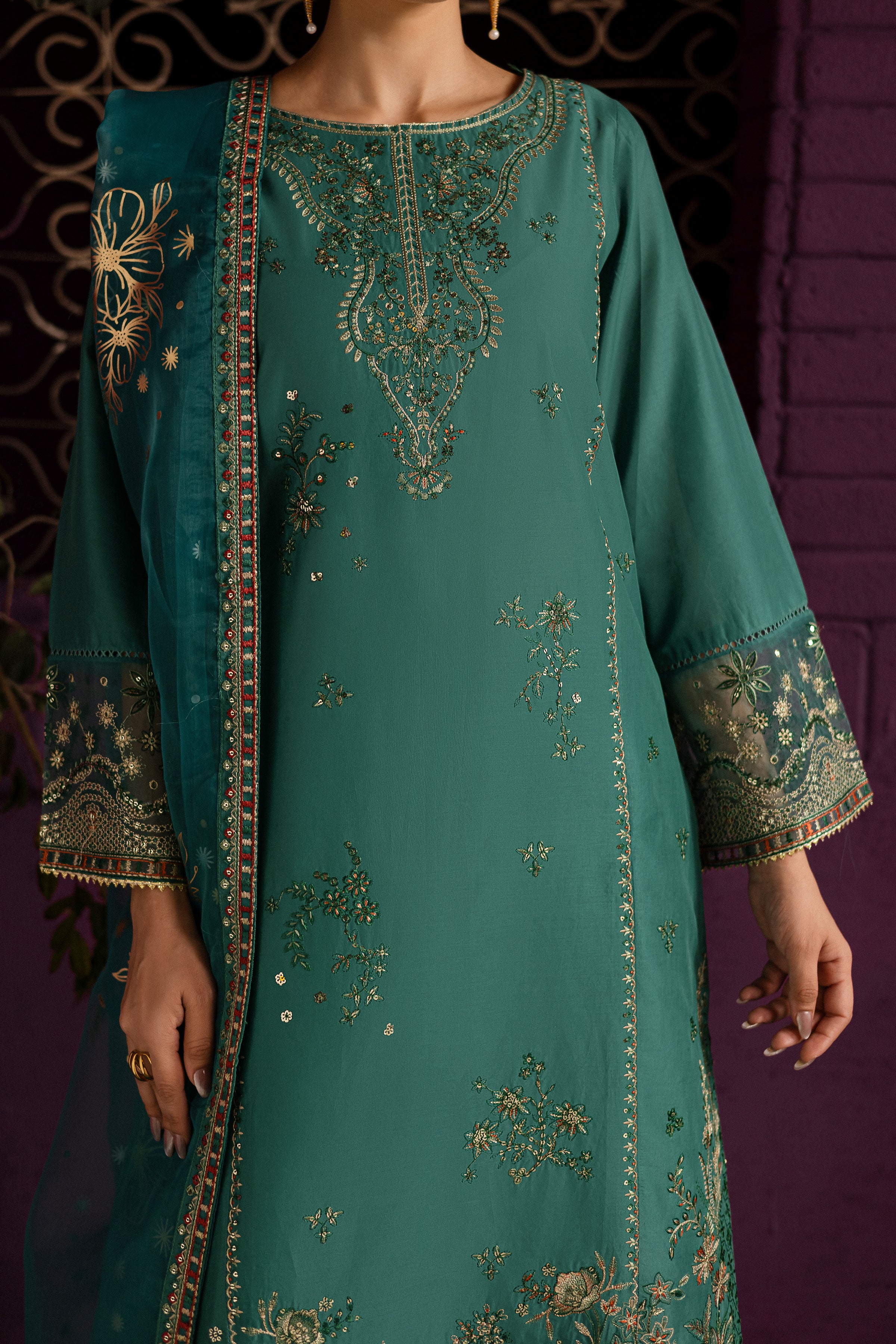 Beoume 3Pc - Embroidered Solid Dress - Image 7