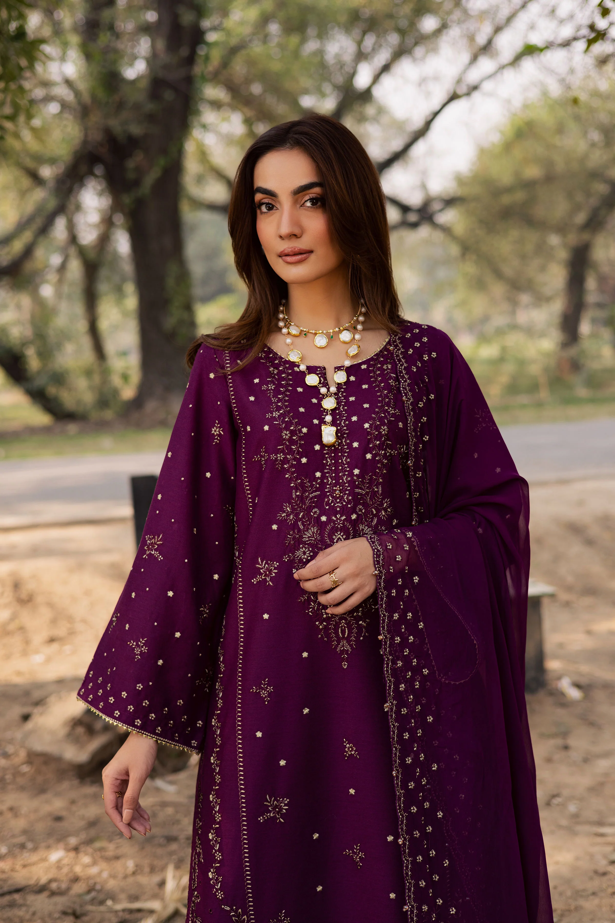 Berlin 3Pc - Embroidered Khaddar Dress - Image 2