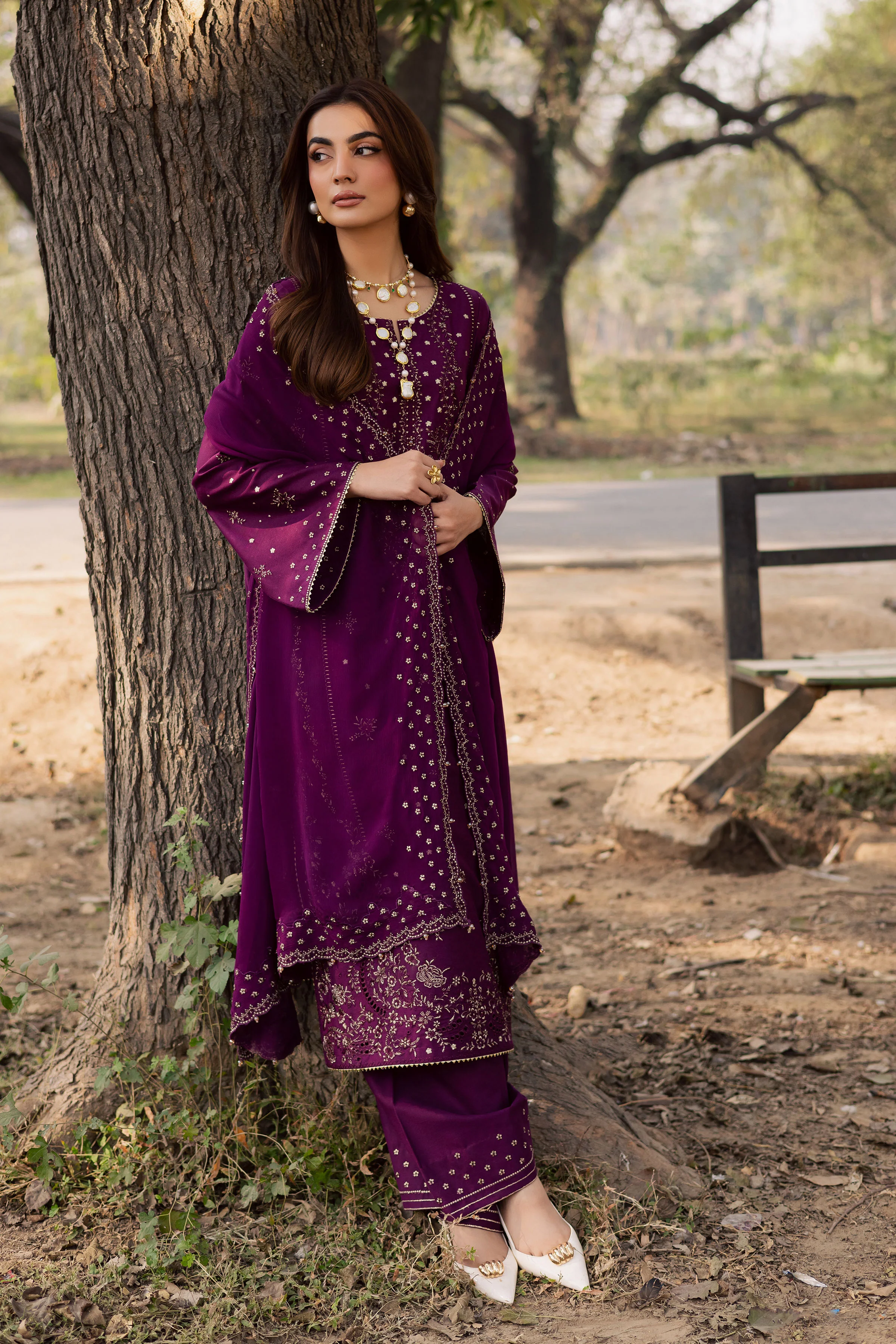 Berlin 3Pc - Embroidered Khaddar Dress - Image 3