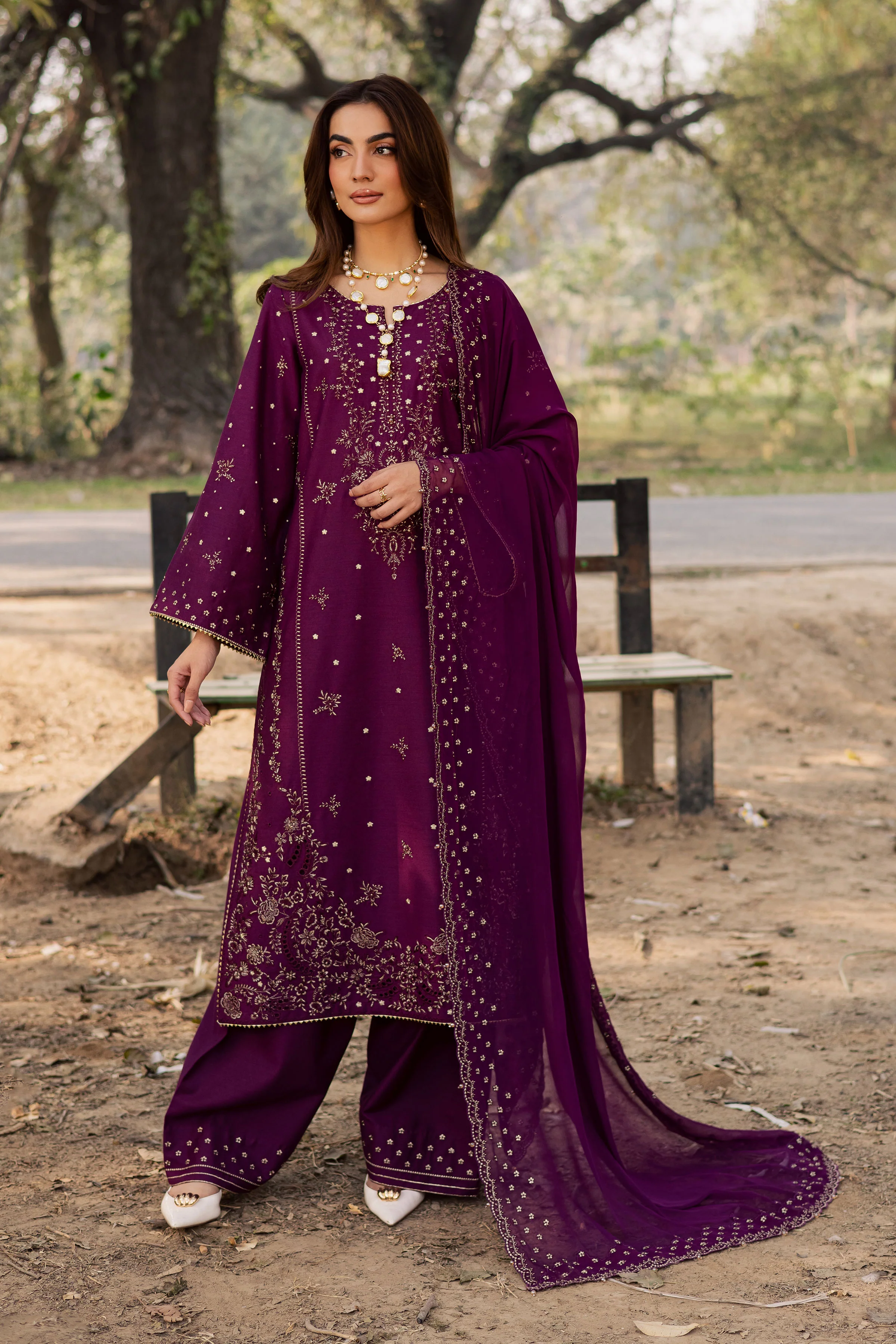 Berlin 3Pc - Embroidered Khaddar Dress - Image 4