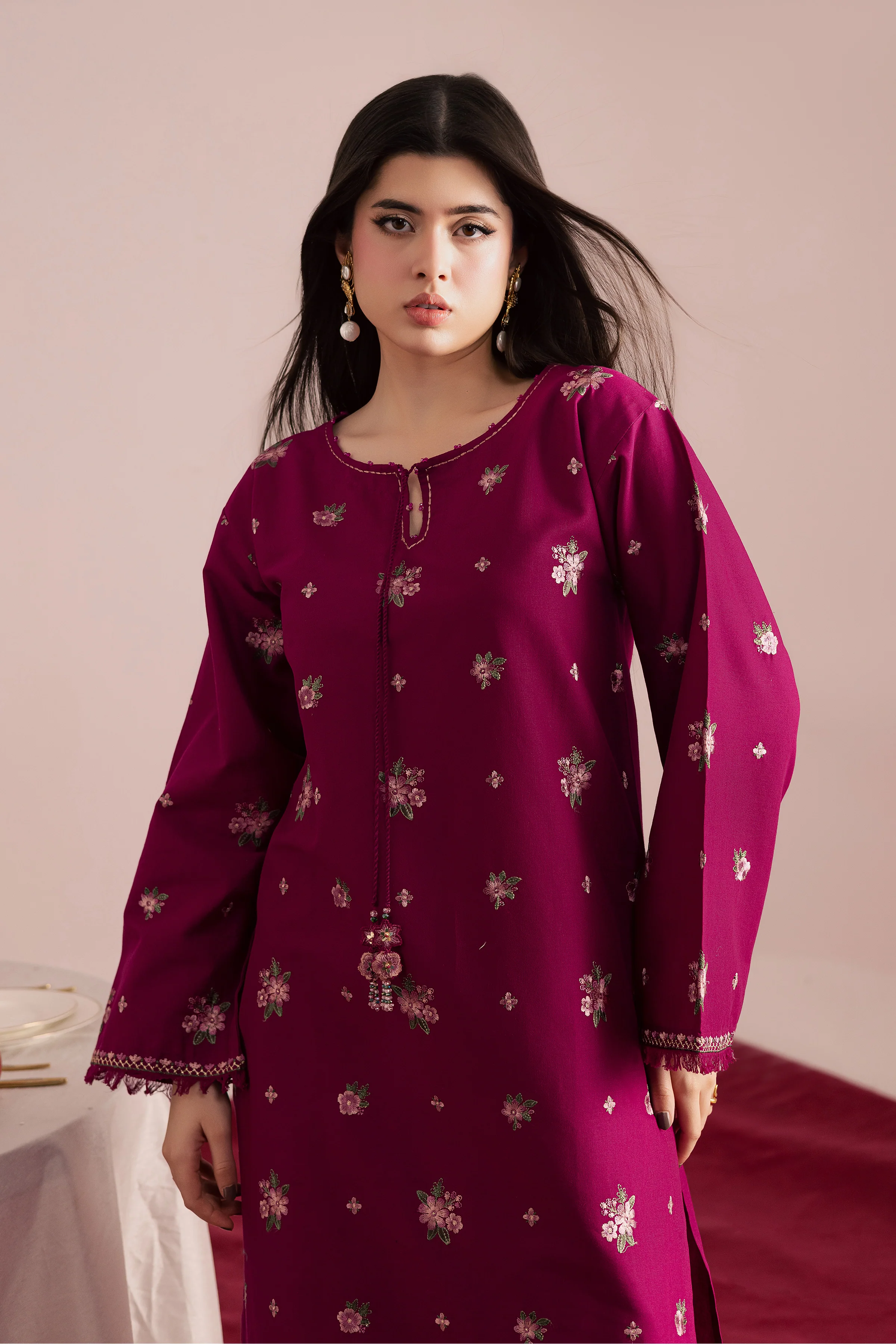 Berry Slush 2Pc - Embroidered Khaddar Dress - Image 2