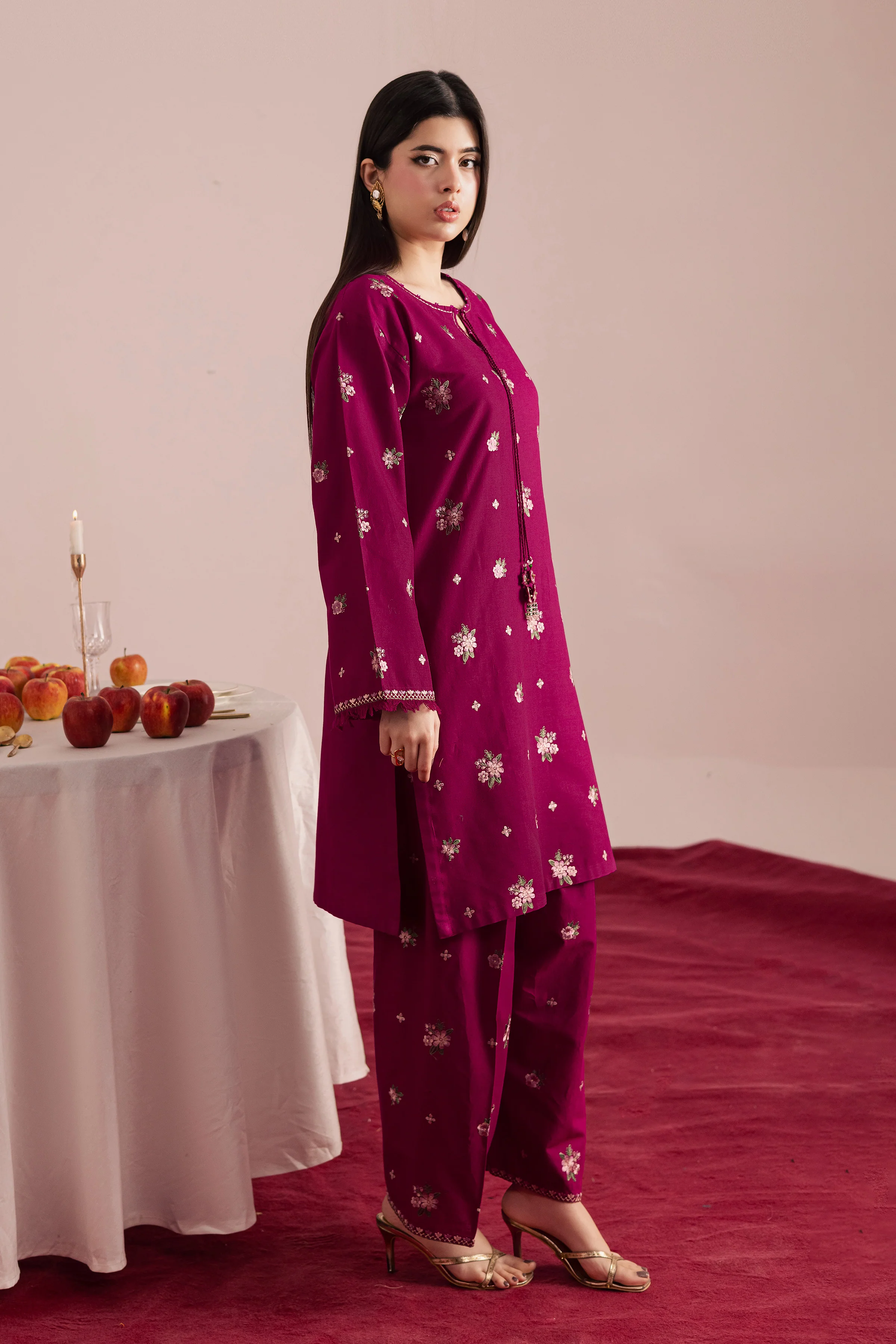 Berry Slush 2Pc - Embroidered Khaddar Dress - Image 3