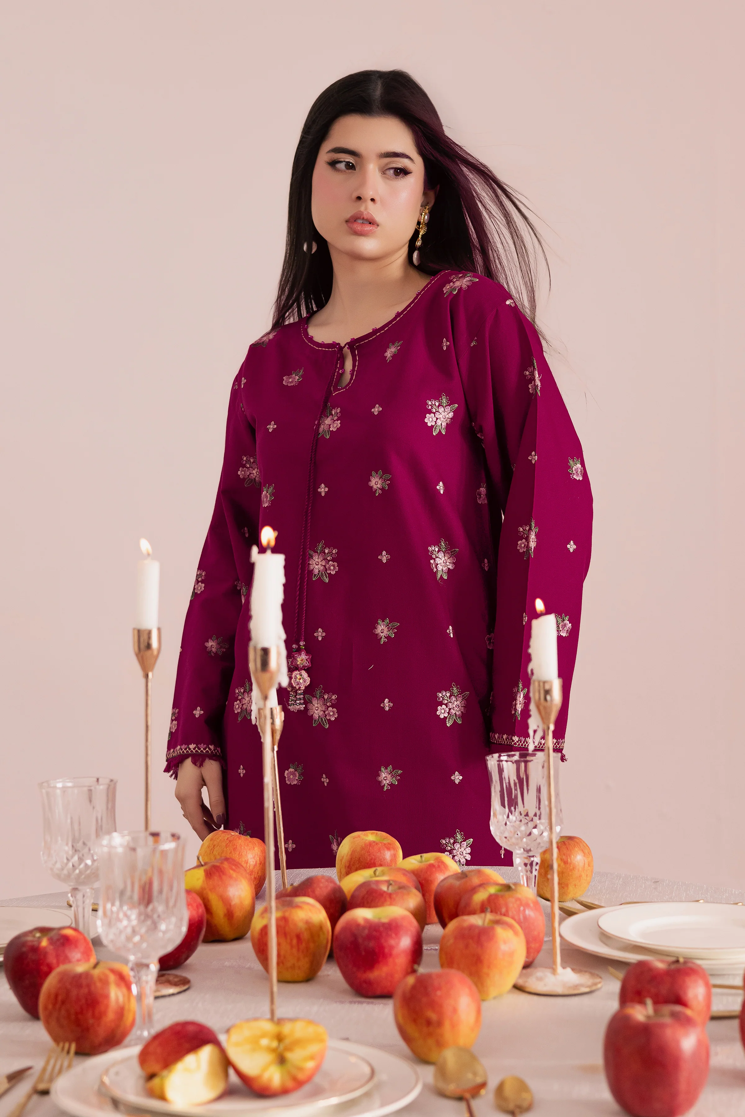 Berry Slush 2Pc - Embroidered Khaddar Dress - Image 4