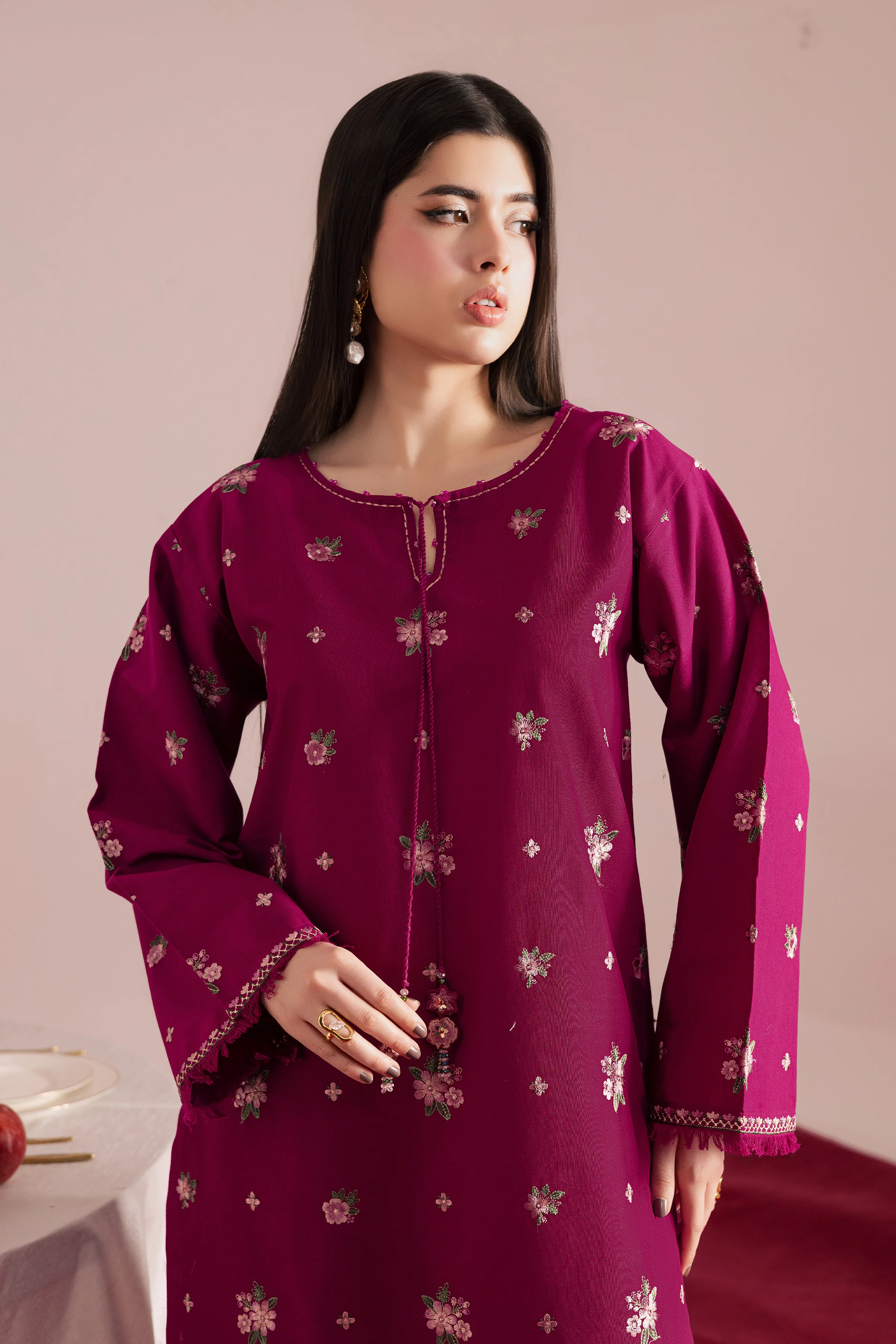 Berry Slush 2Pc - Embroidered Khaddar Dress - Image 5