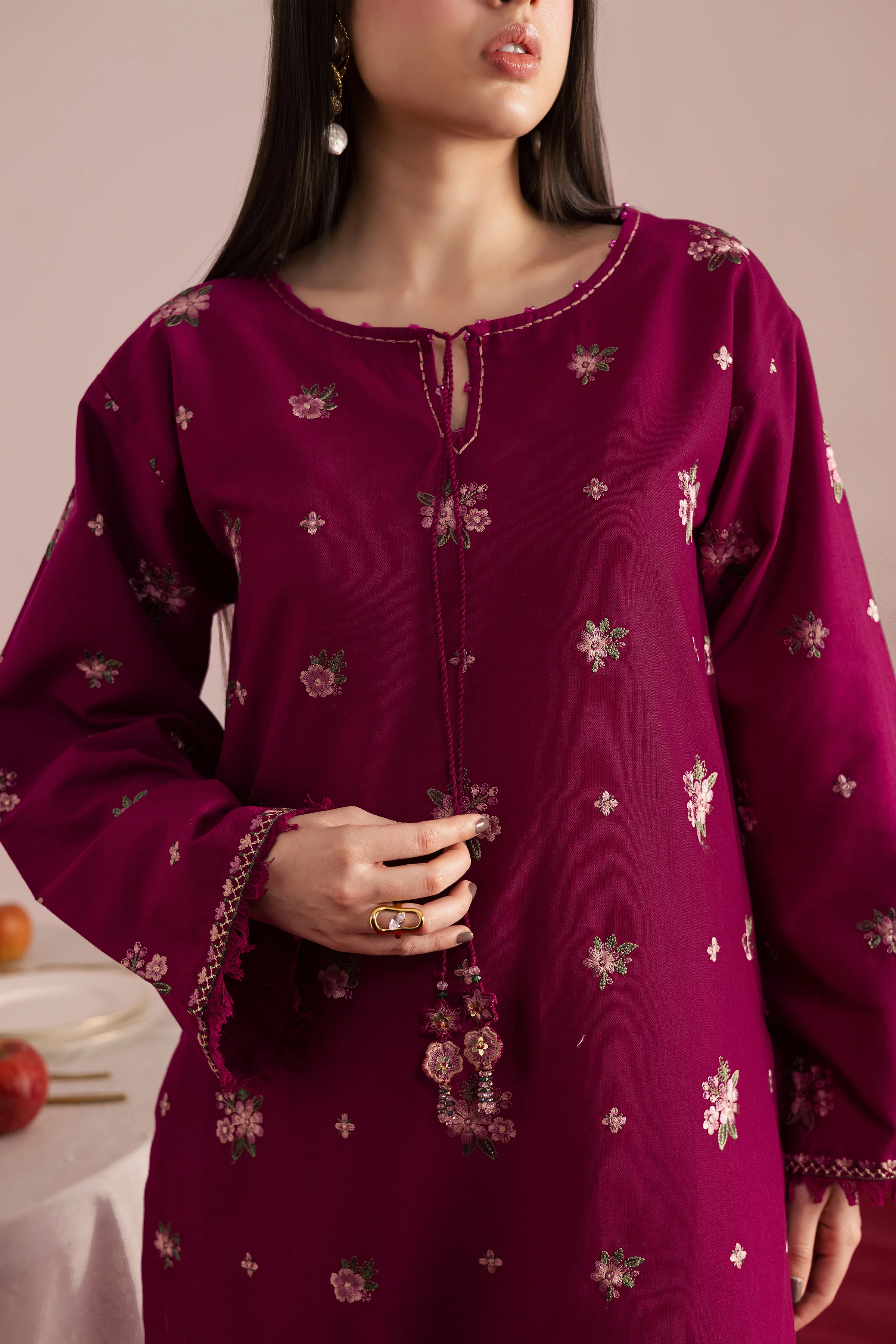Berry Slush 2Pc - Embroidered Khaddar Dress - Image 6