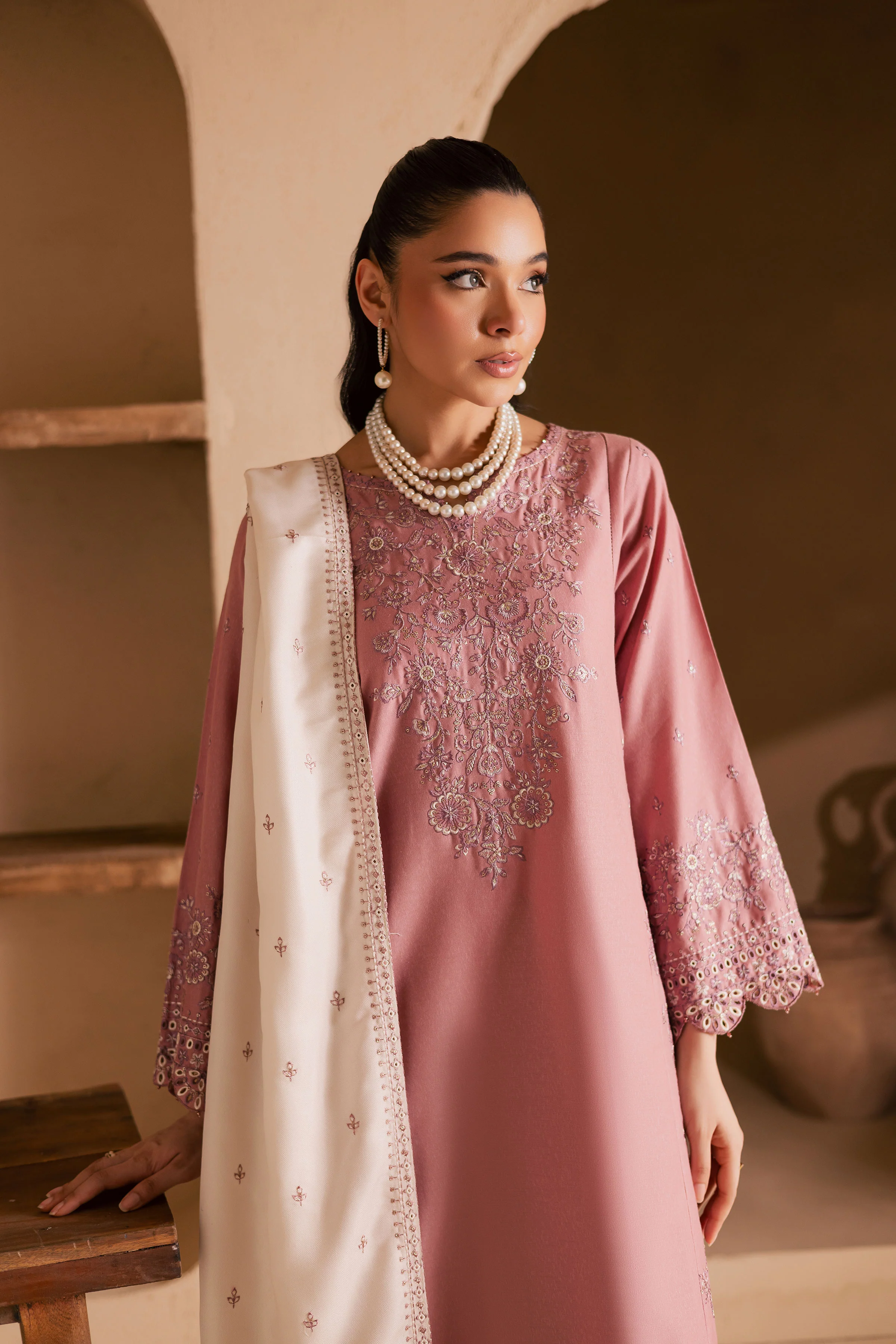 BirdSong 3Pc - Embroidered Khaddar Dress - Image 4