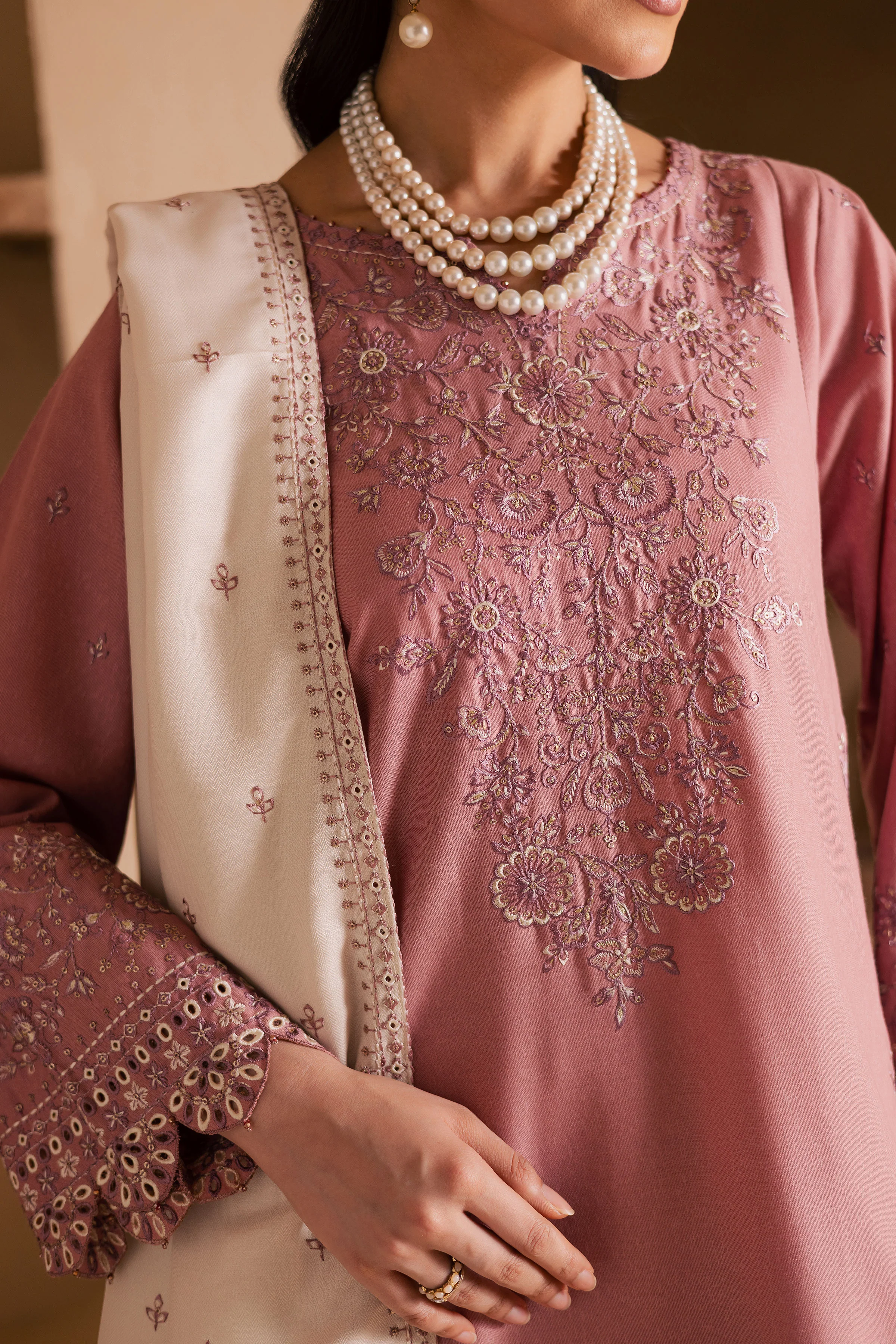 BirdSong 3Pc - Embroidered Khaddar Dress - Image 5
