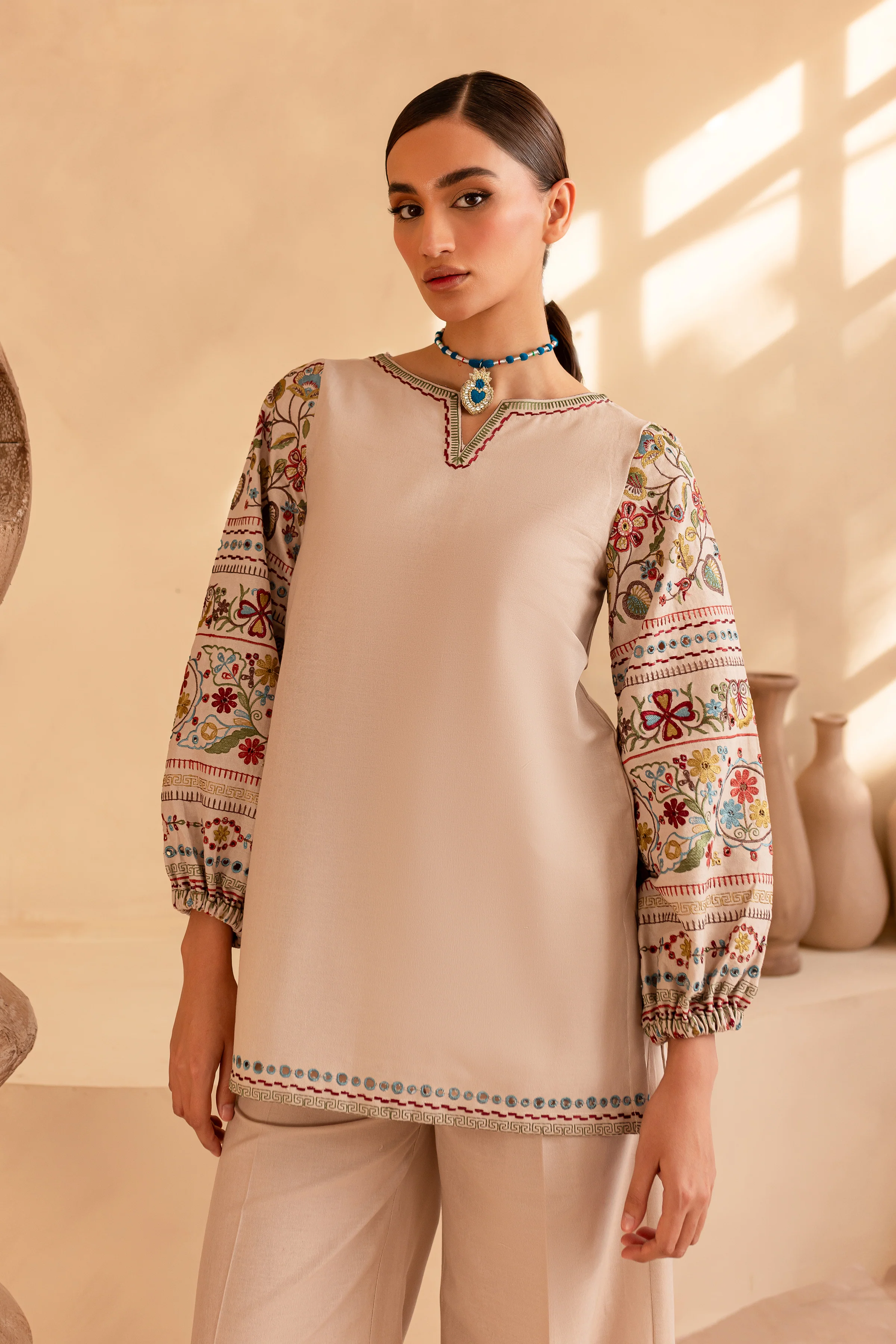 Biscotti Bliss - 2Pc Embroidered Khaddar Dress - Image 2