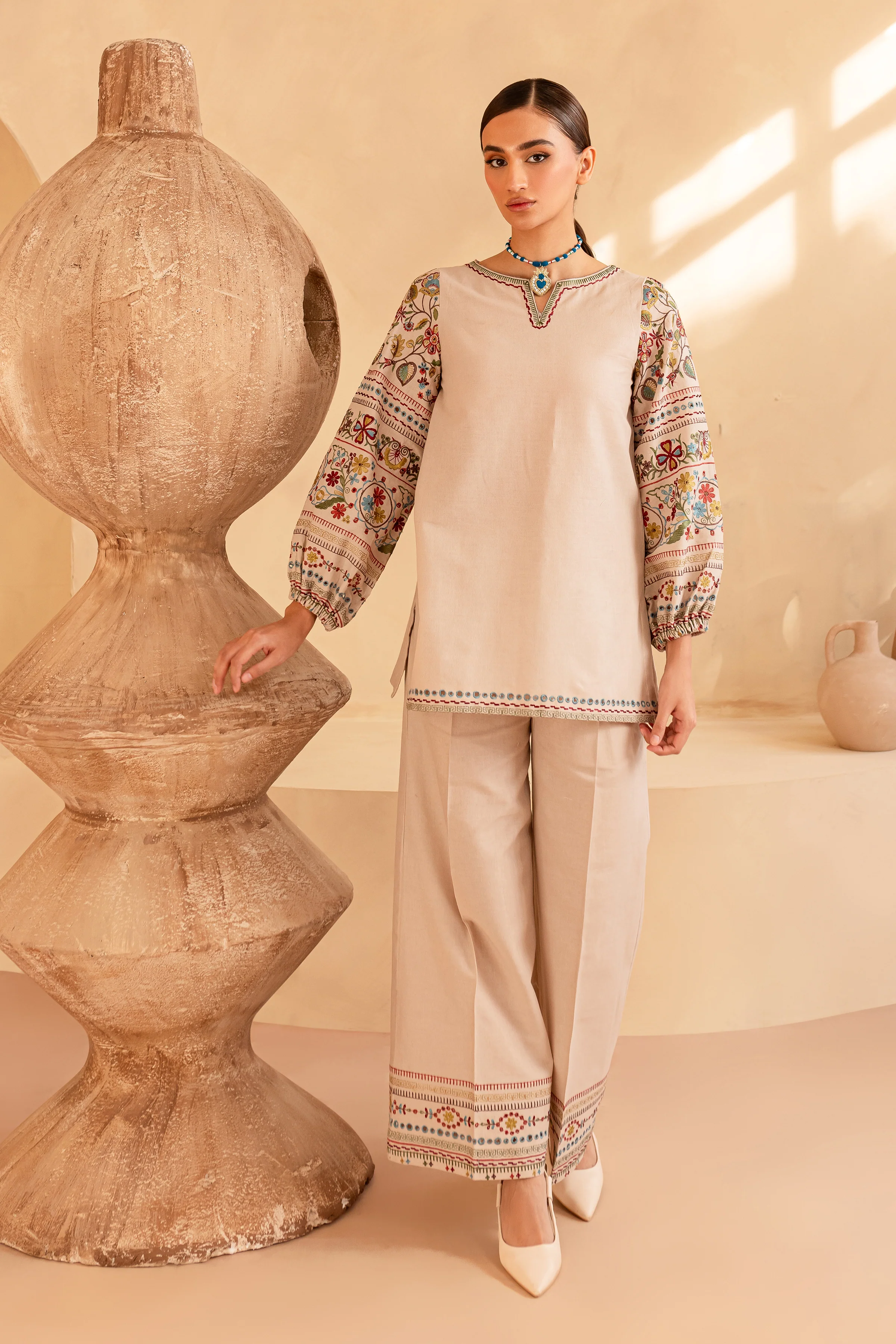 Biscotti Bliss - 2Pc Embroidered Khaddar Dress - Image 4