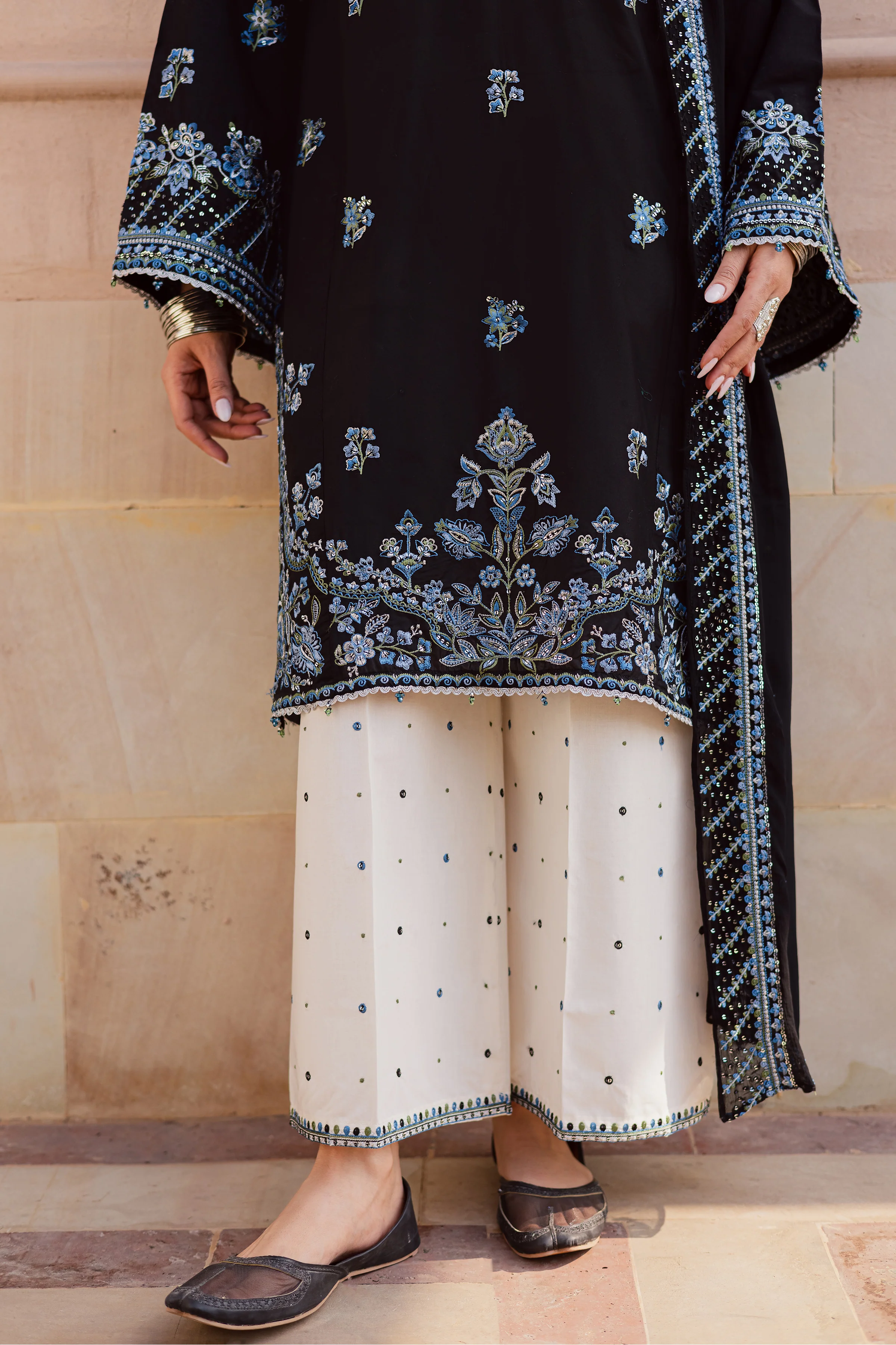Black Iris 3Pc - Festive Embroidered Lawn - Image 11