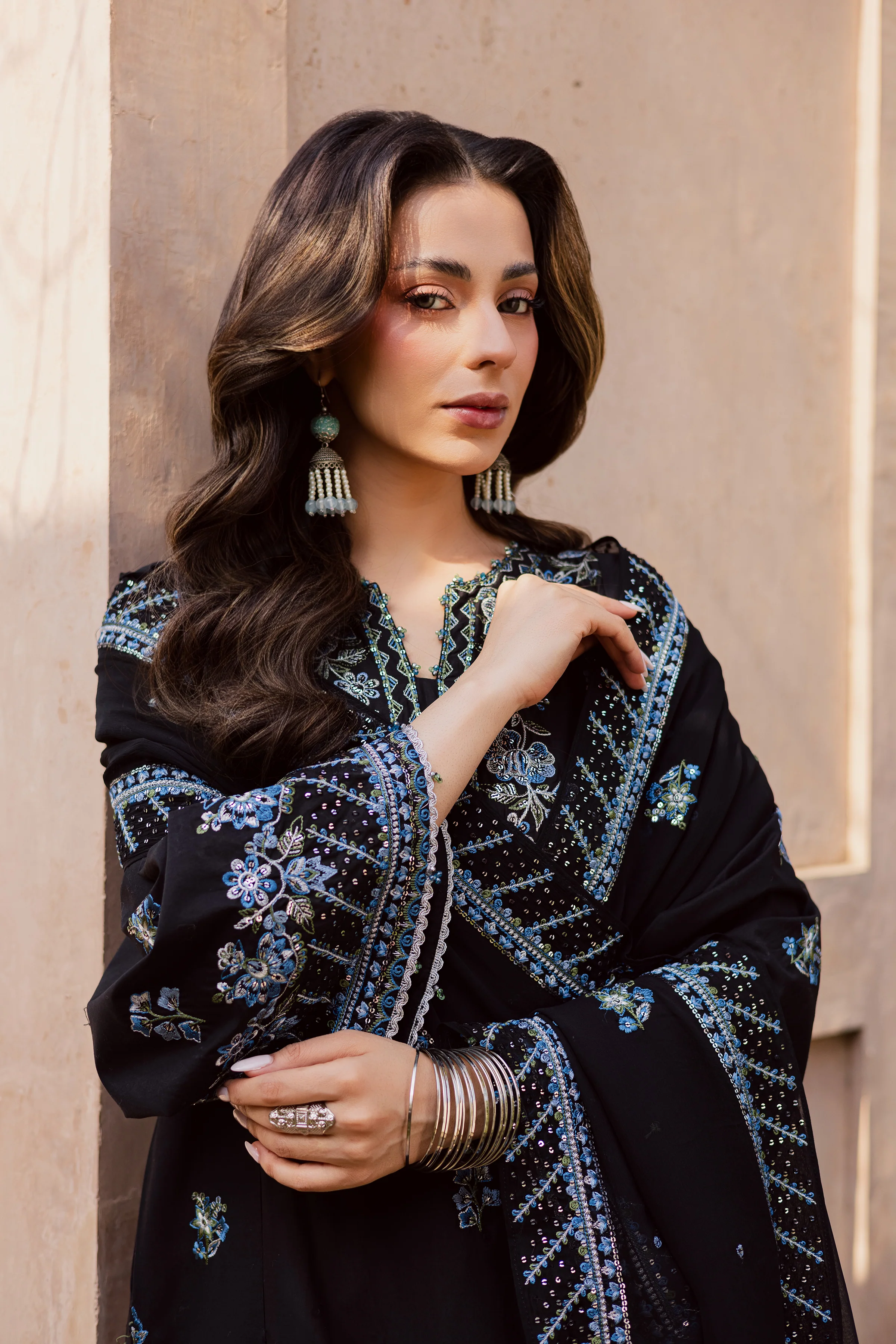 Black Iris 3Pc - Festive Embroidered Lawn - Image 2