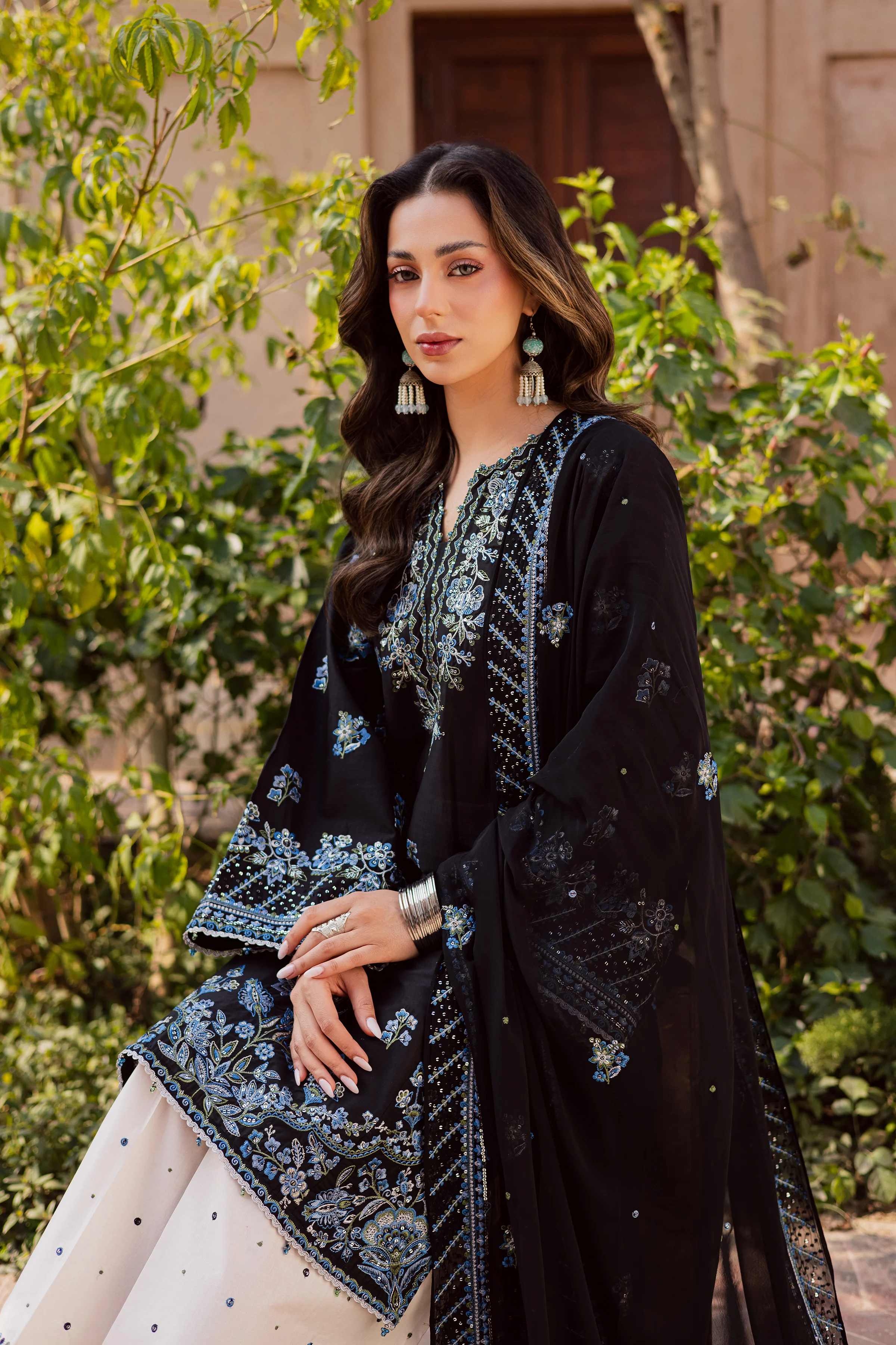 Black Iris 3Pc - Festive Embroidered Lawn - Image 4