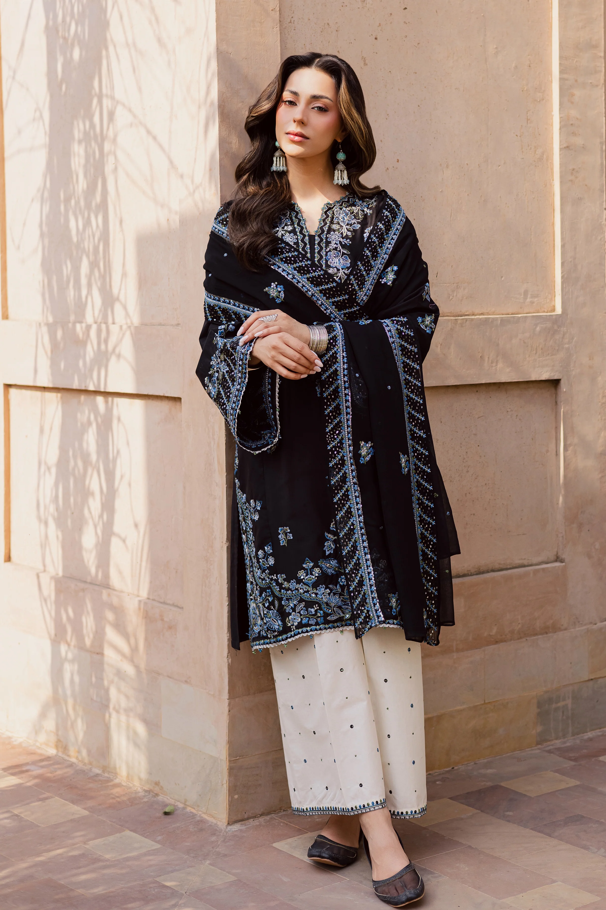 Black Iris 3Pc - Festive Embroidered Lawn - Image 5