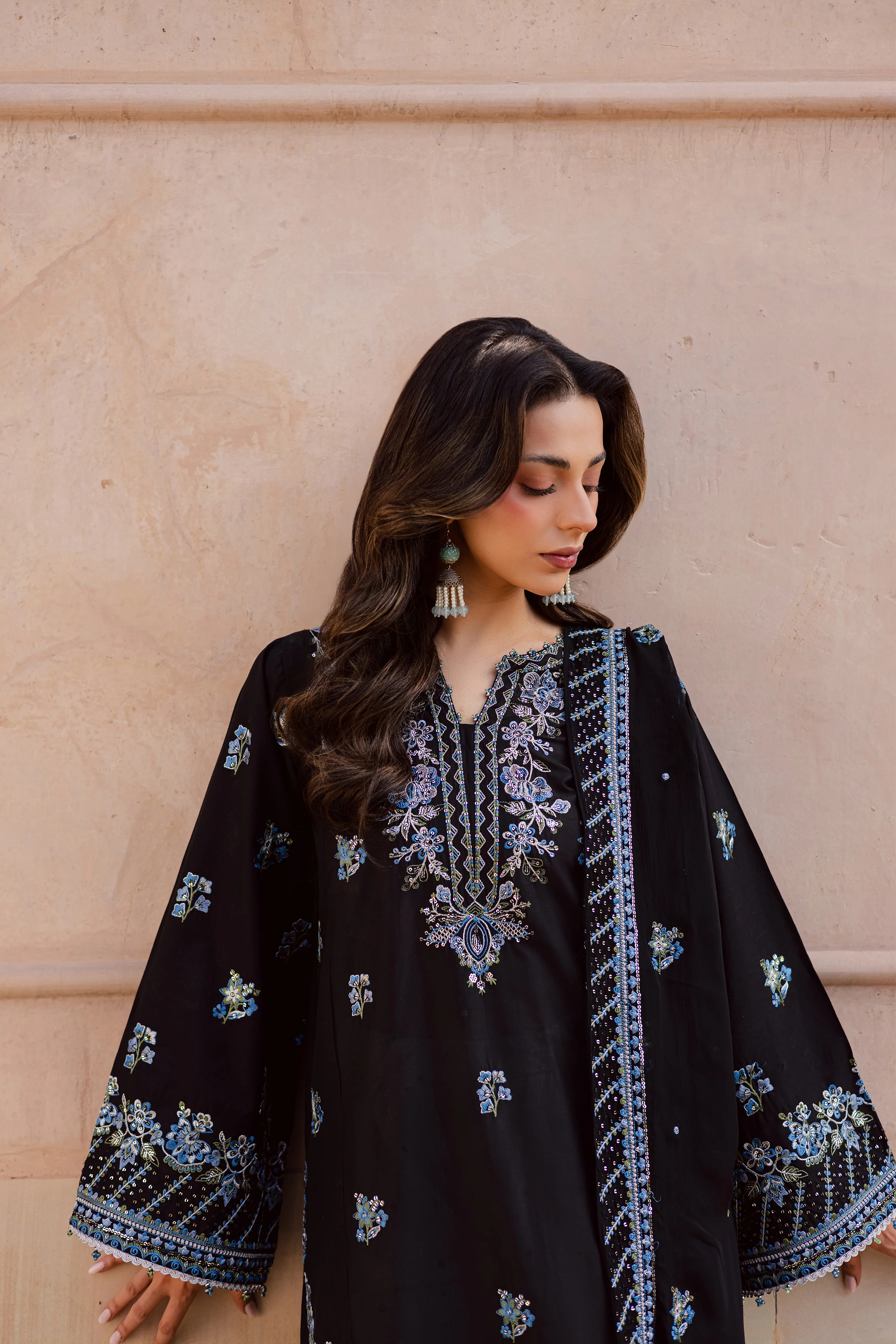Black Iris 3Pc - Festive Embroidered Lawn - Image 6