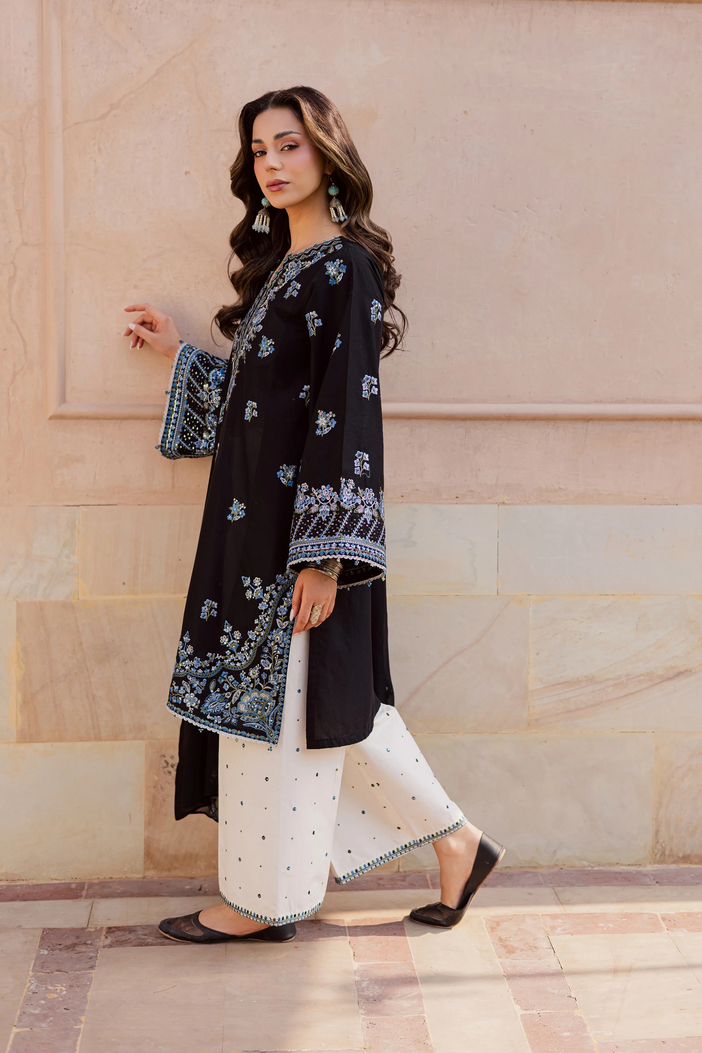 Black Iris 3Pc - Festive Embroidered Lawn - Image 7
