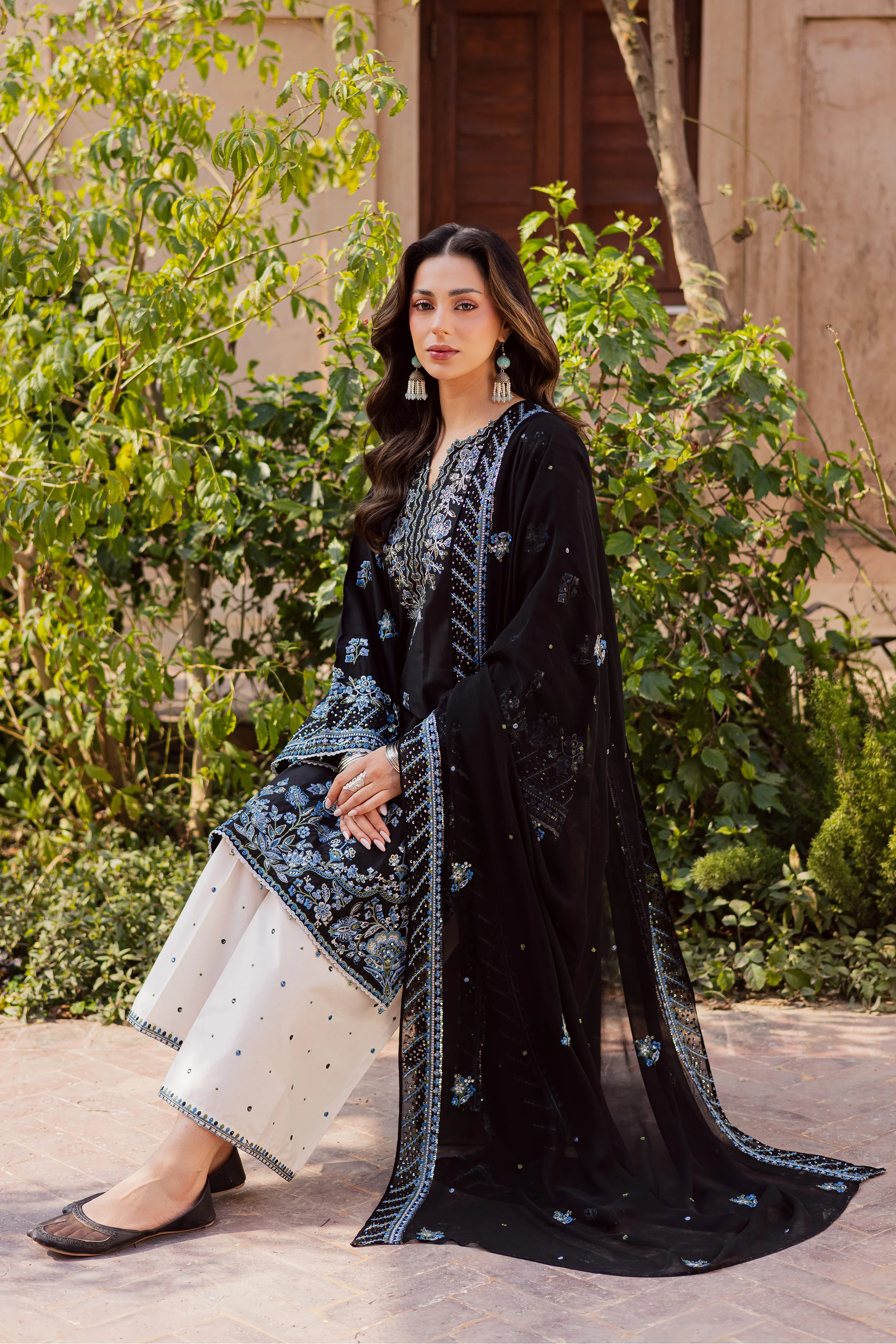 Black Iris 3Pc - Festive Embroidered Lawn - Image 8