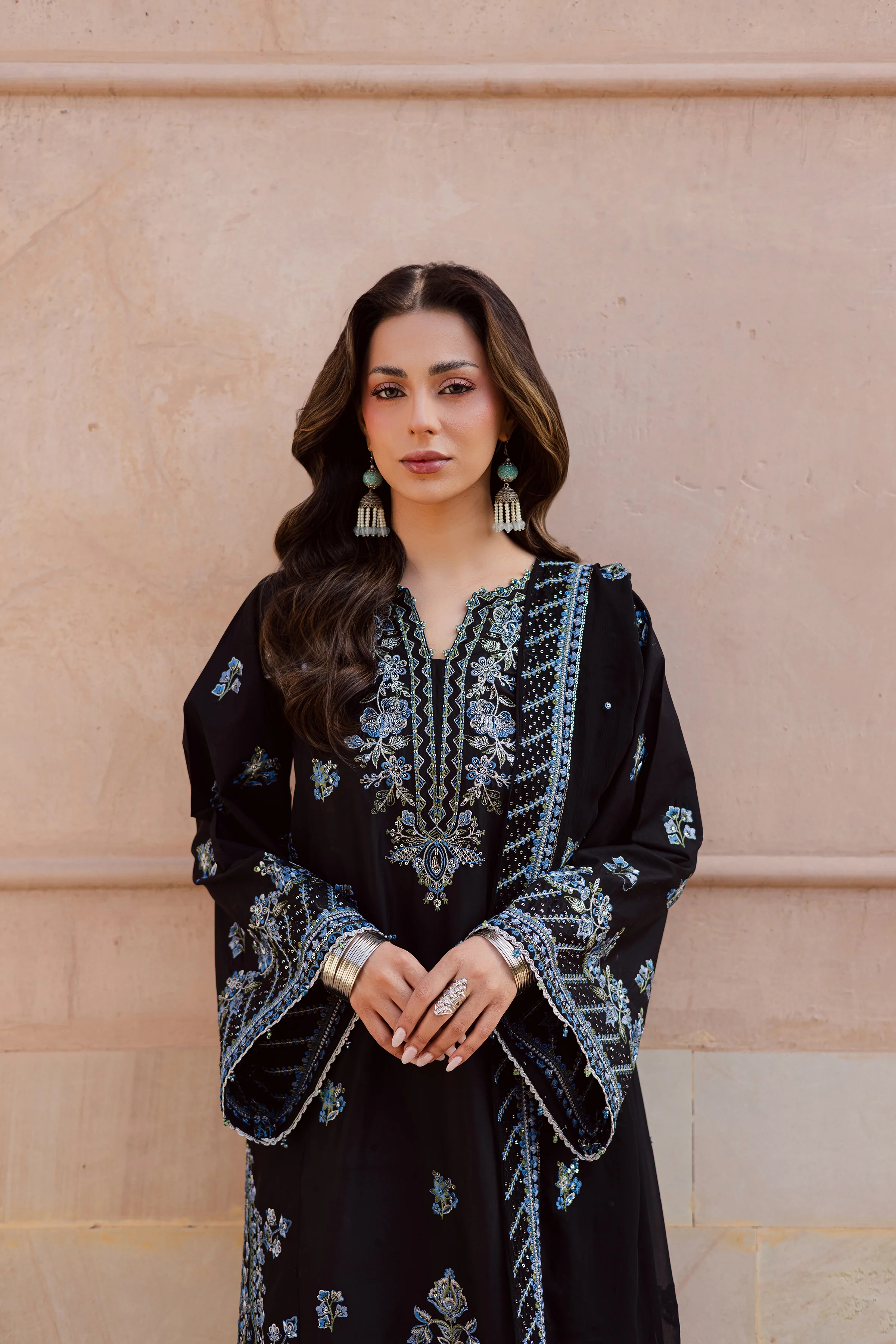 Black Iris 3Pc - Festive Embroidered Lawn - Image 9