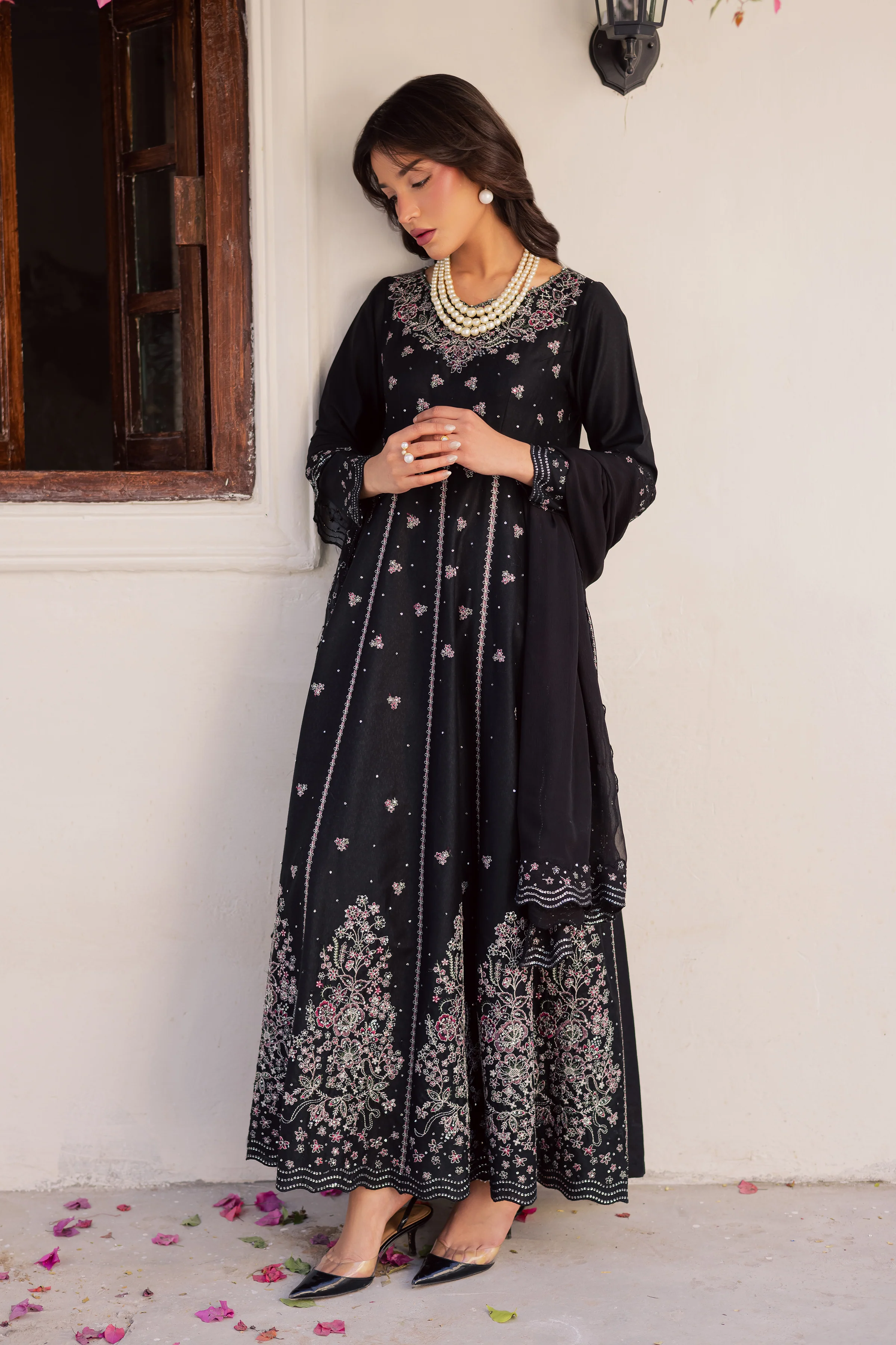 Black Mastani 3Pc - Embroidered Karandi Dress - Image 3