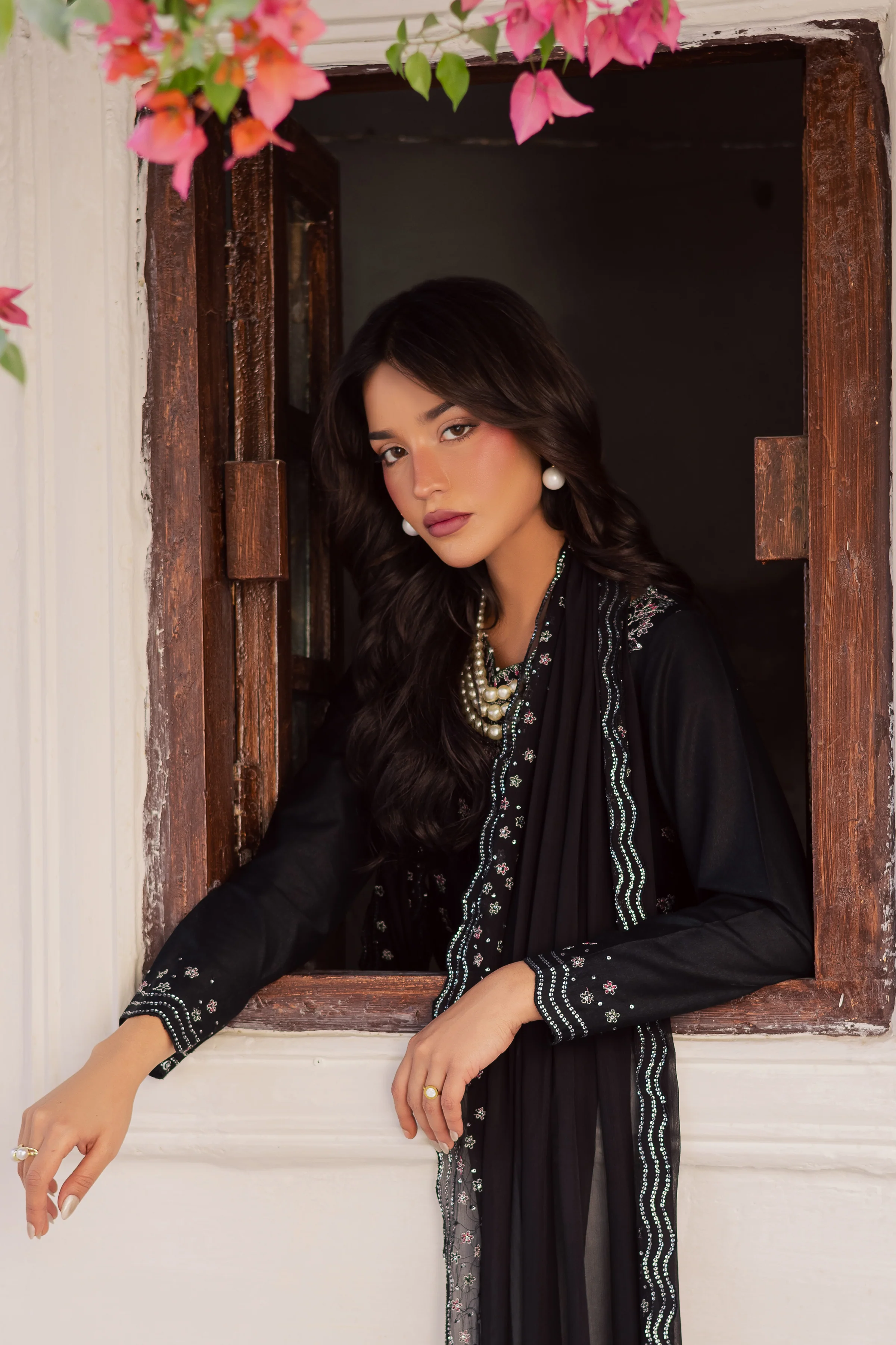 Black Mastani 3Pc - Embroidered Karandi Dress - Image 4