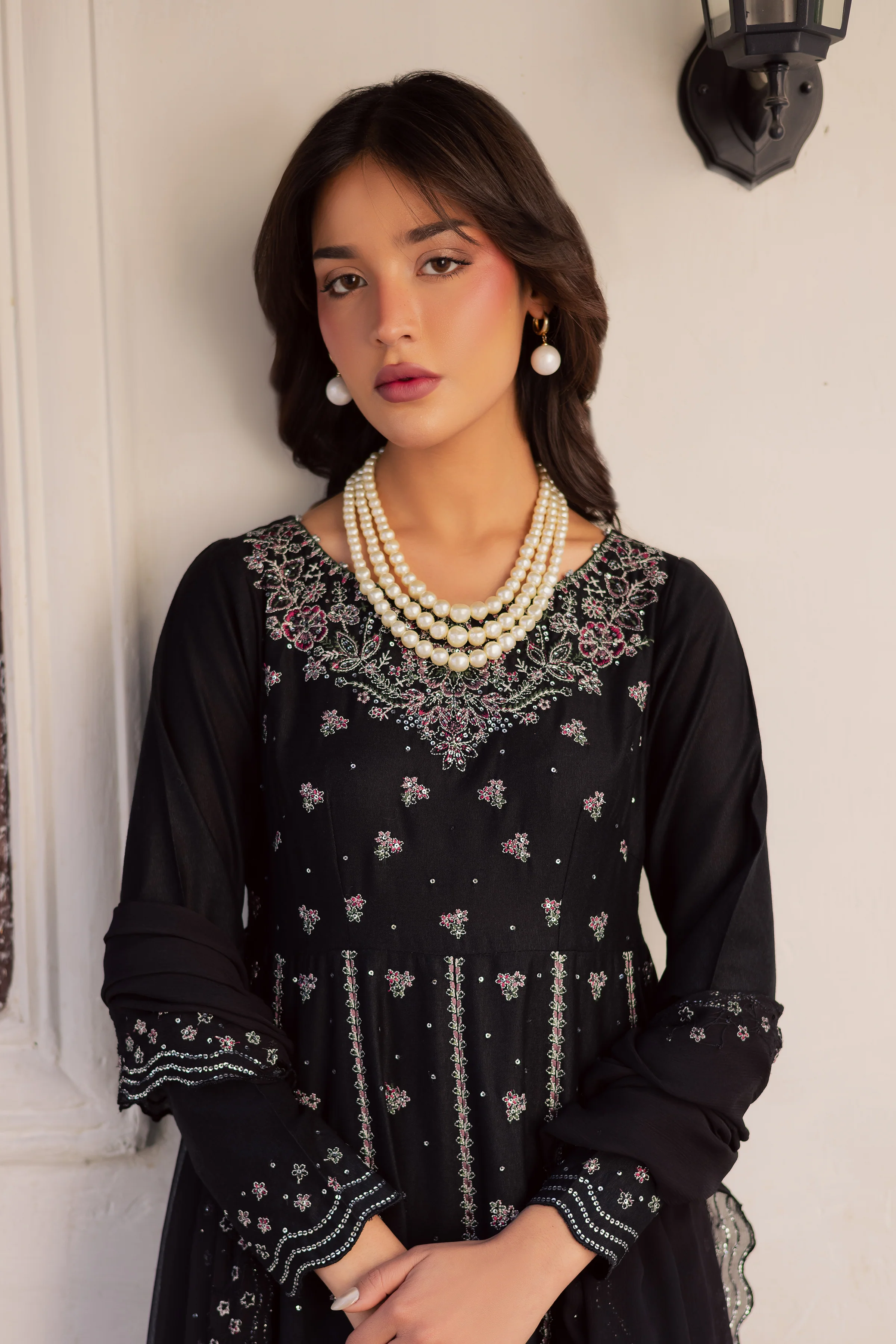 Black Mastani 3Pc - Embroidered Karandi Dress - Image 5