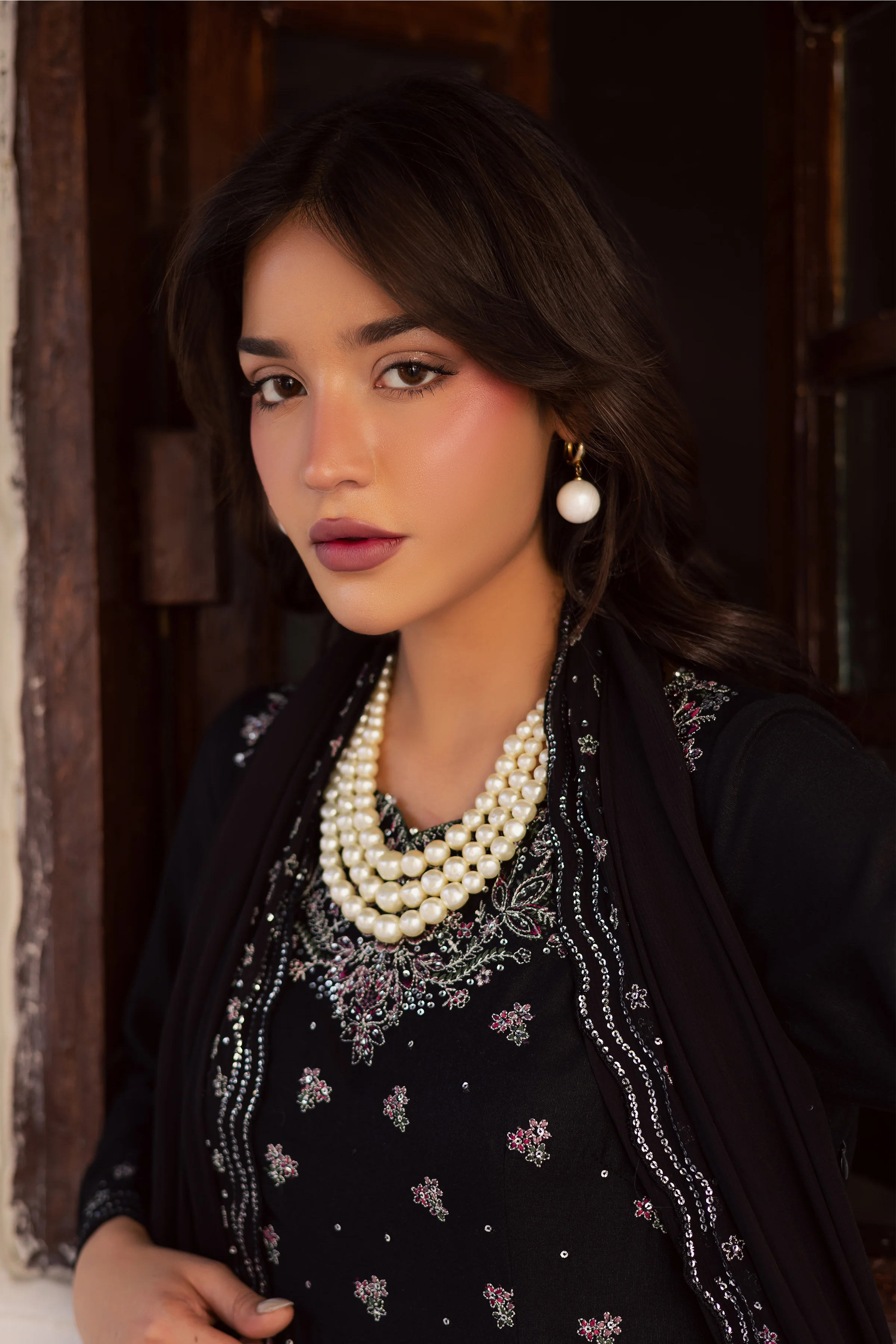 Black Mastani 3Pc - Embroidered Karandi Dress - Image 6