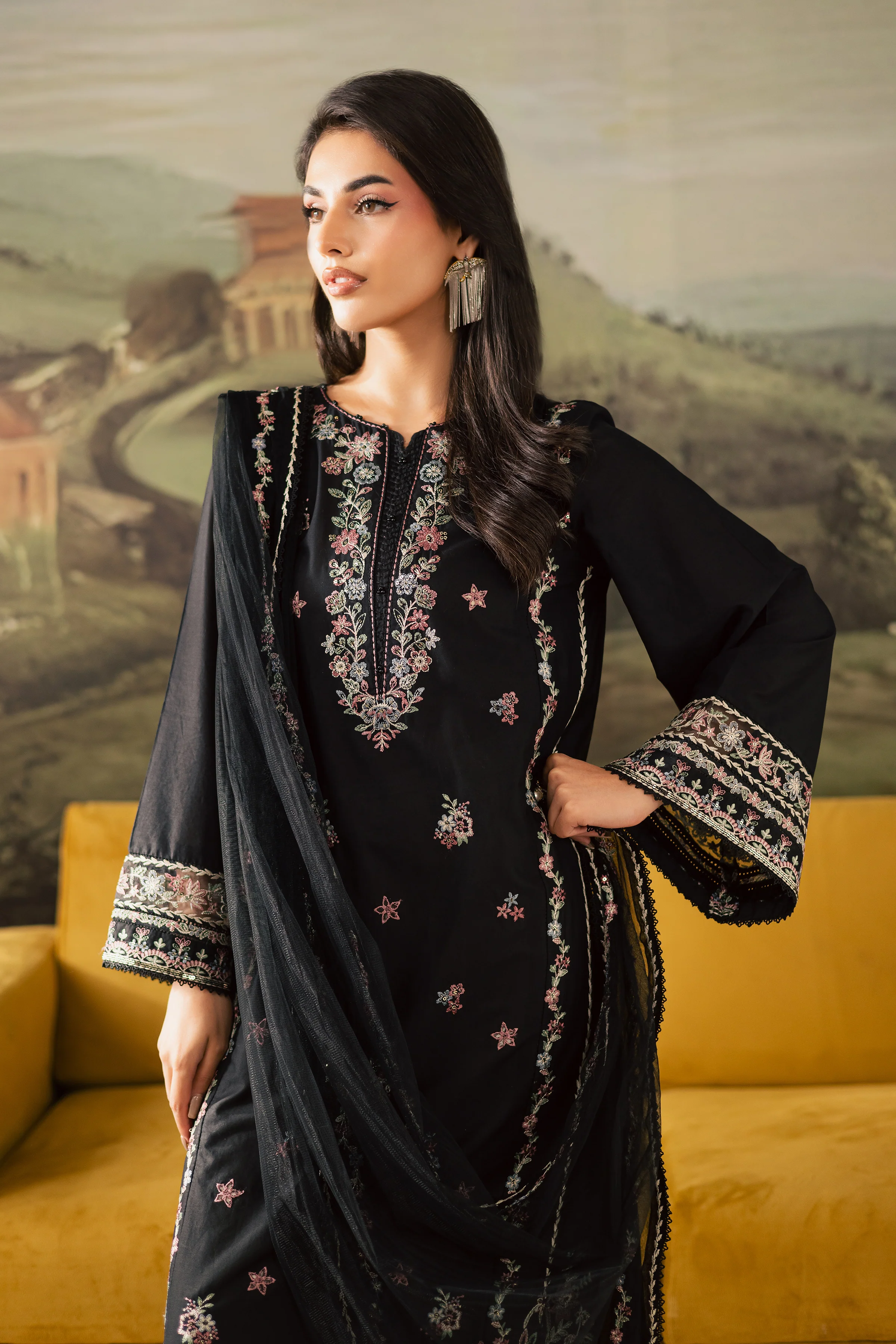 Black Moon 3Pc - Embroidered Lawn Pret - Image 2