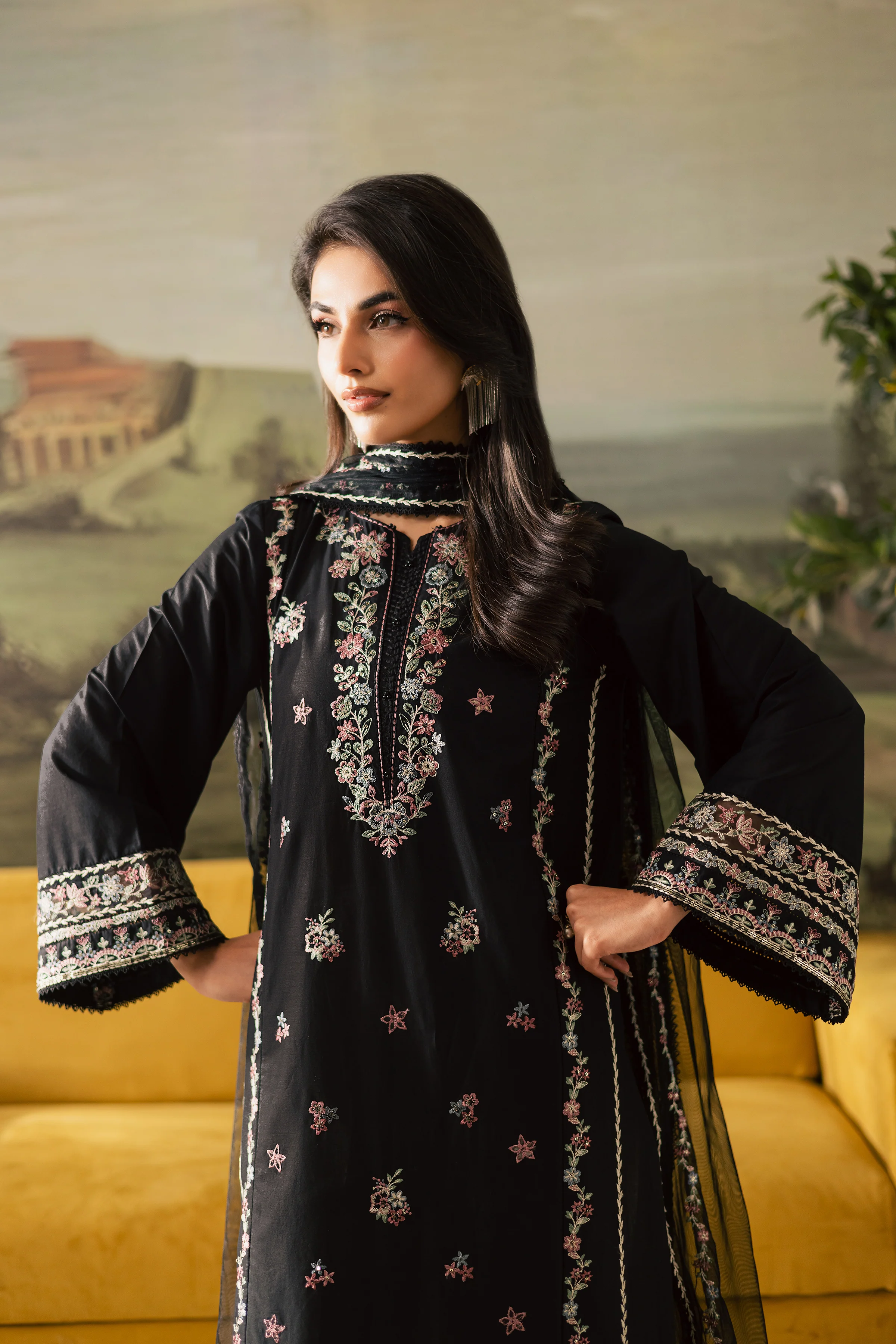 Black Moon 3Pc - Embroidered Lawn Pret - Image 3