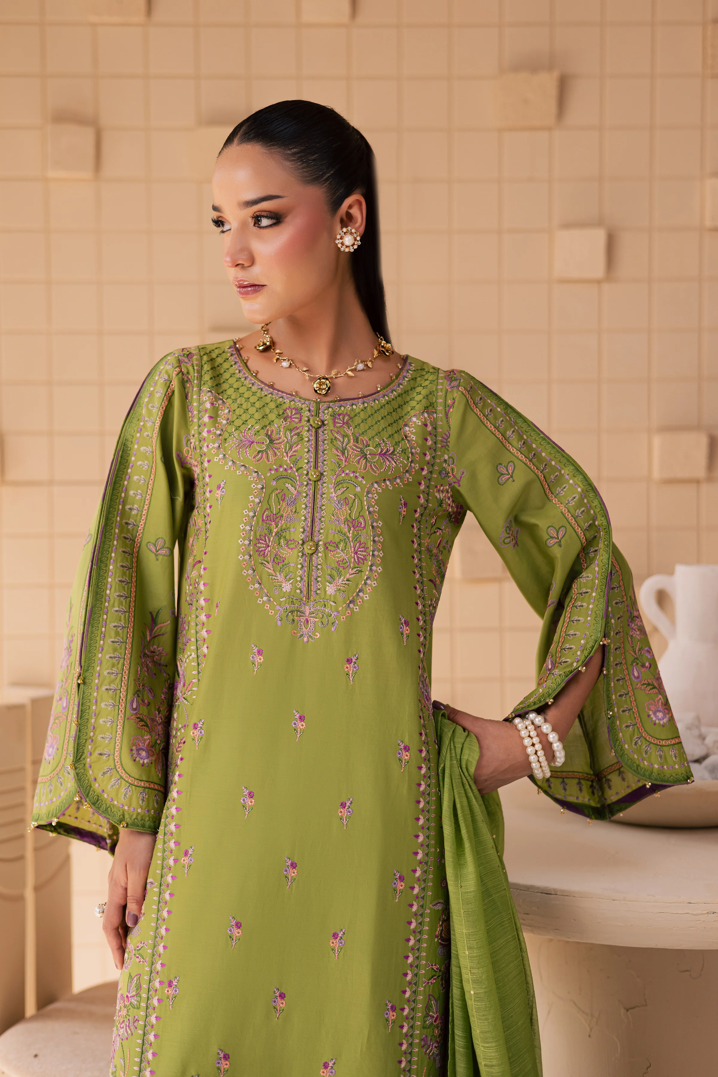 Danica 3Pc - Embroidered Lawn Dress - Image 2