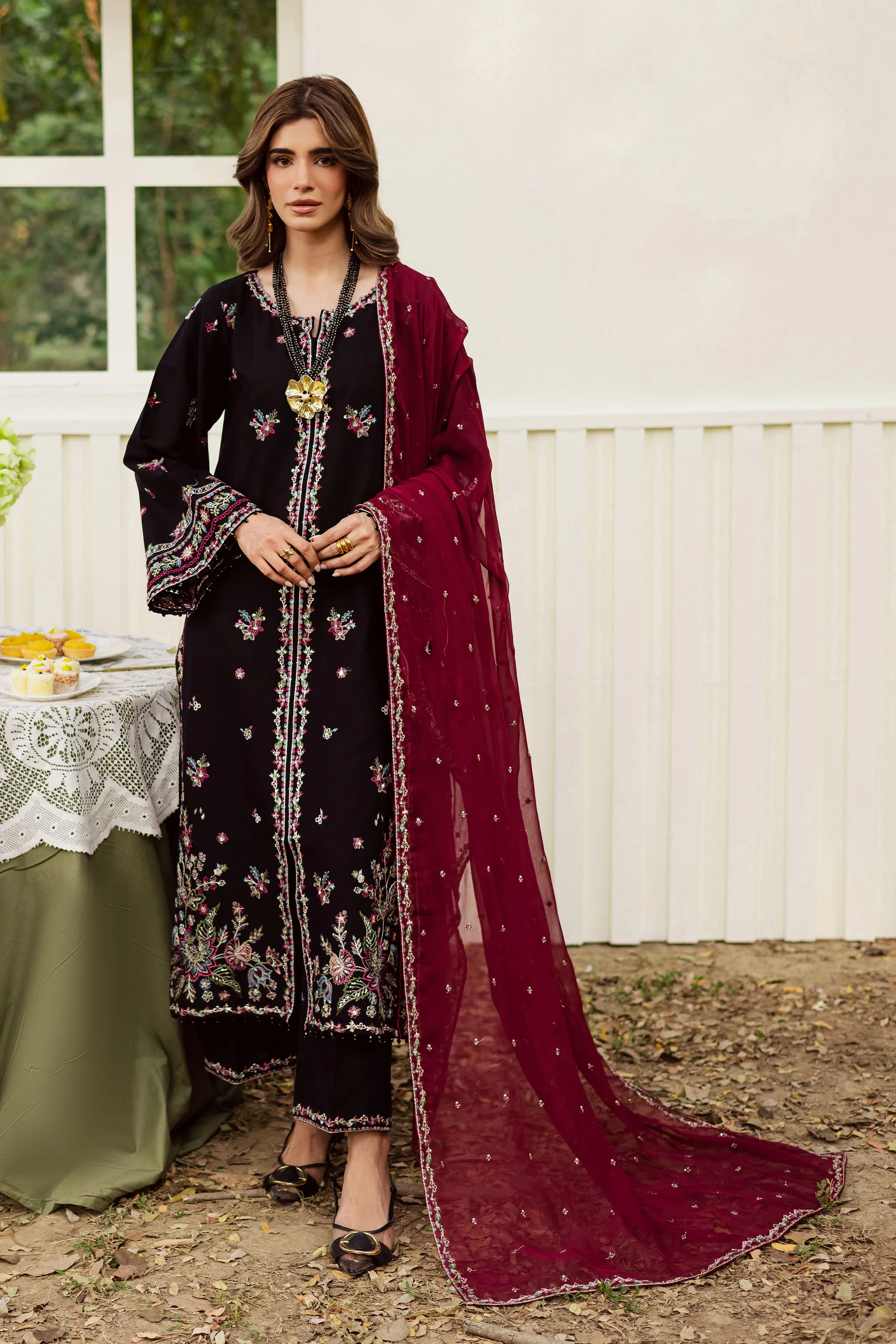Black Musk 3Pc - Embroidered Khaddar Dress - Image 2
