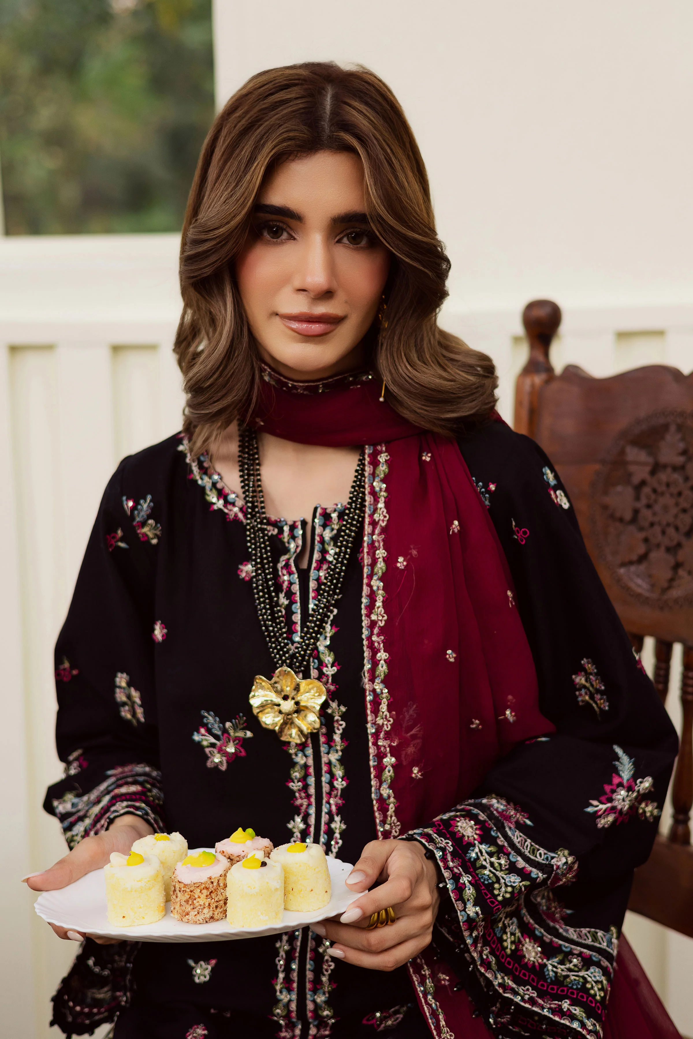 Black Musk 3Pc - Embroidered Khaddar Dress - Image 3