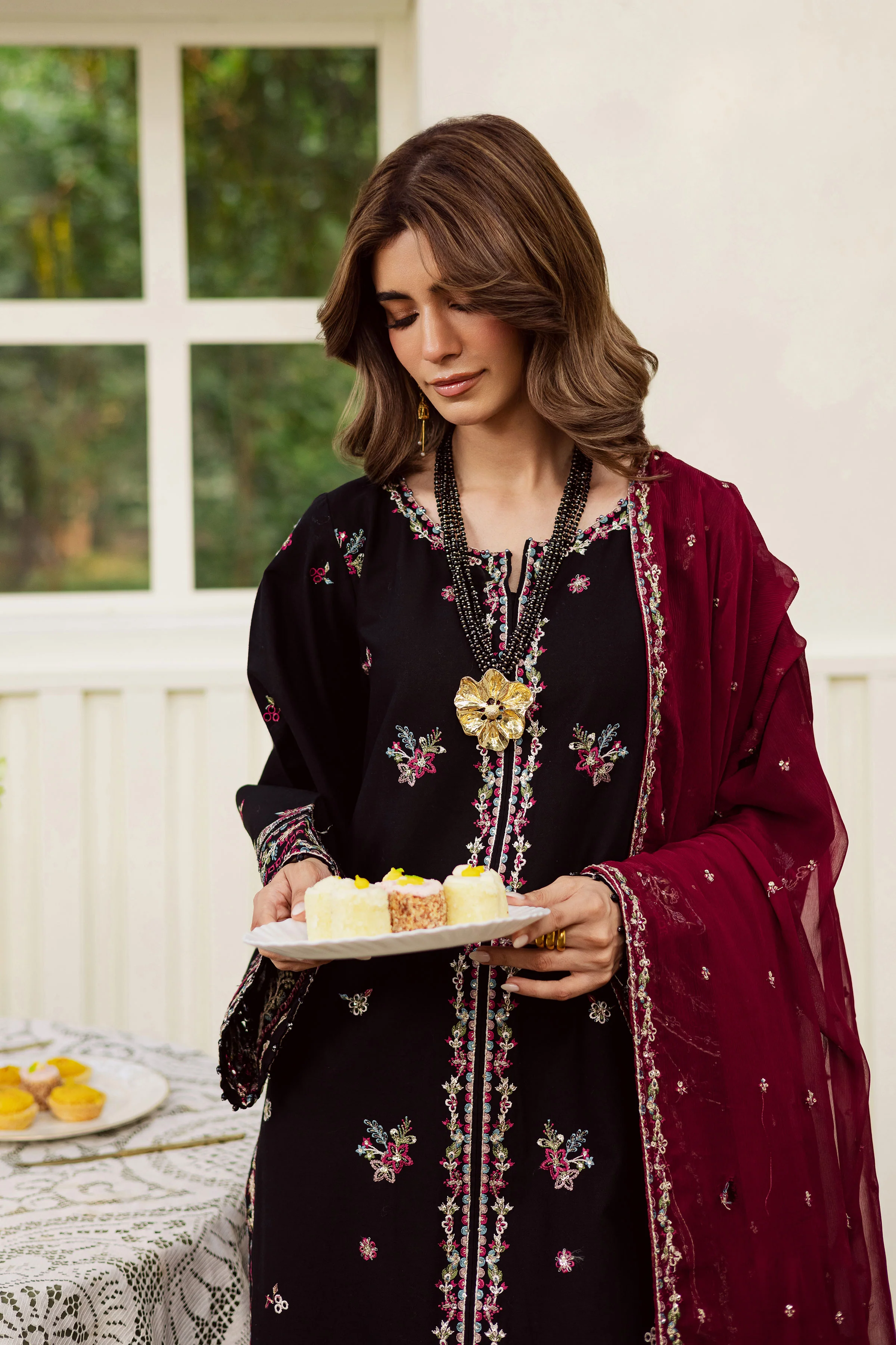 Black Musk 3Pc - Embroidered Khaddar Dress - Image 7
