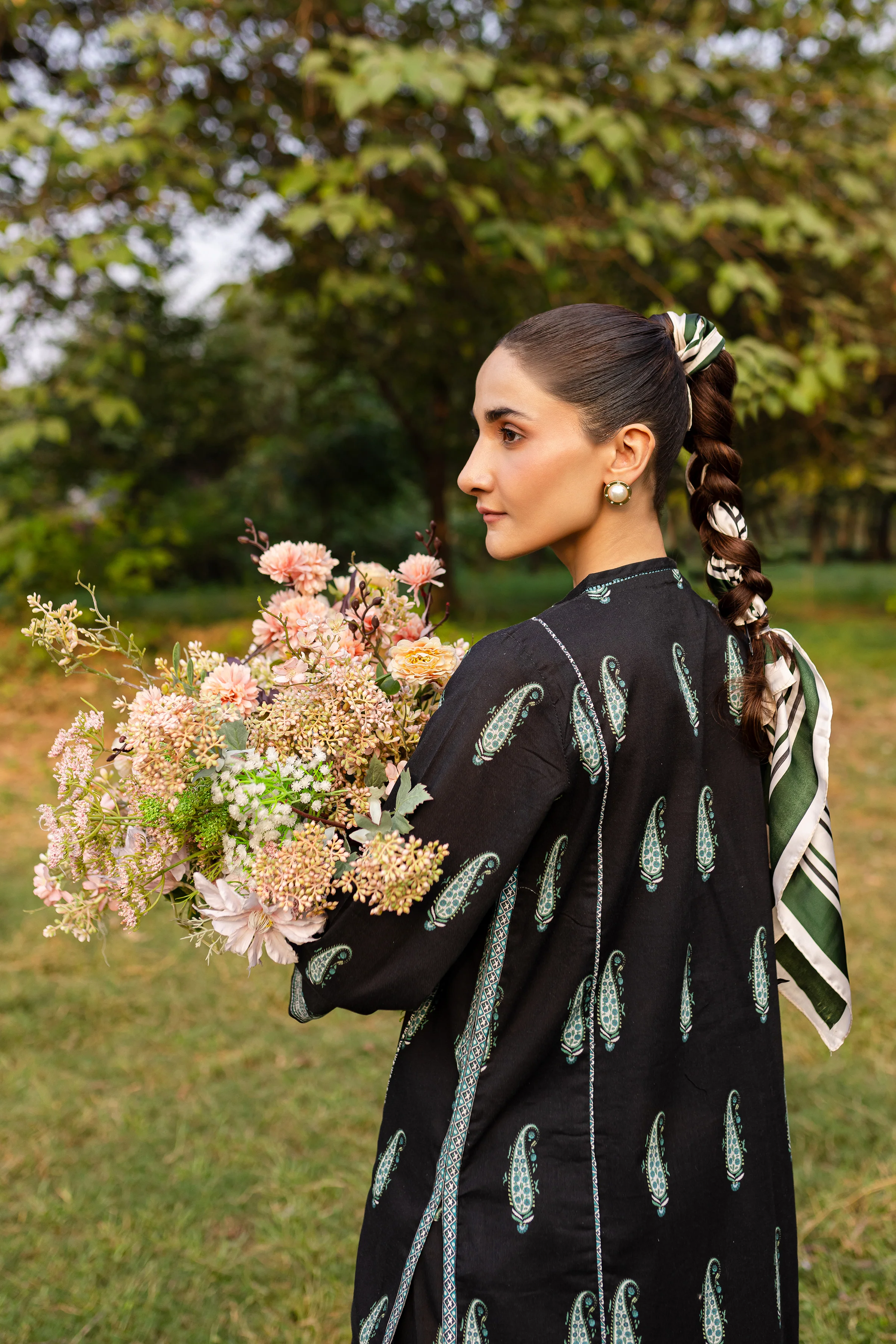 Black Paisley 2Pc - Printed Khaddar Dress - Image 4