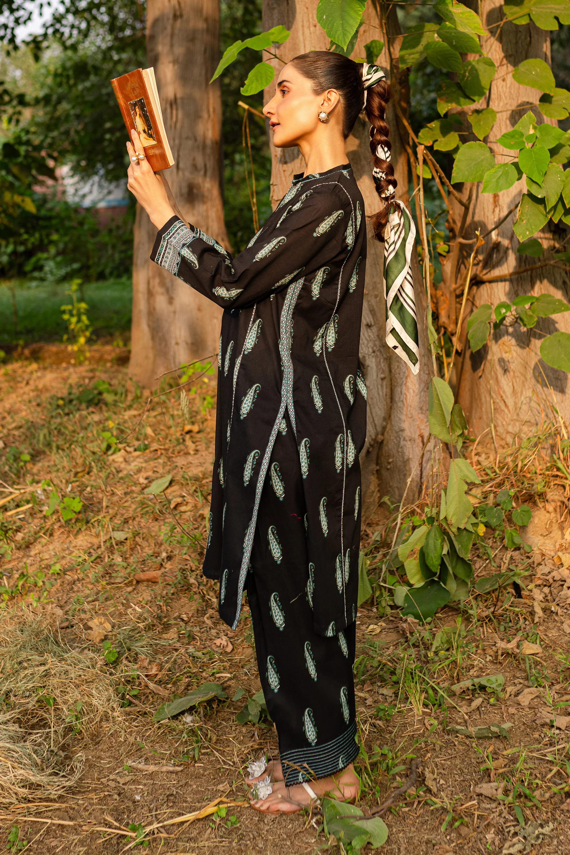 Black Paisley 2Pc - Printed Khaddar Dress - Image 6