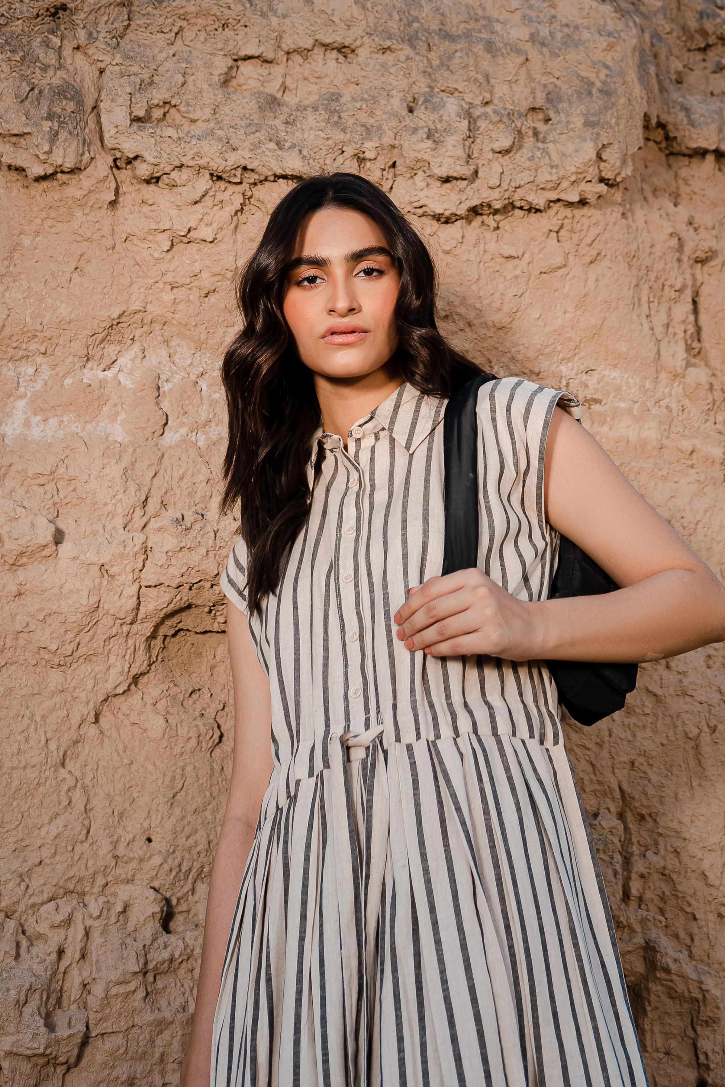 Black & White Drawstring Dress - 1Pc - Image 15