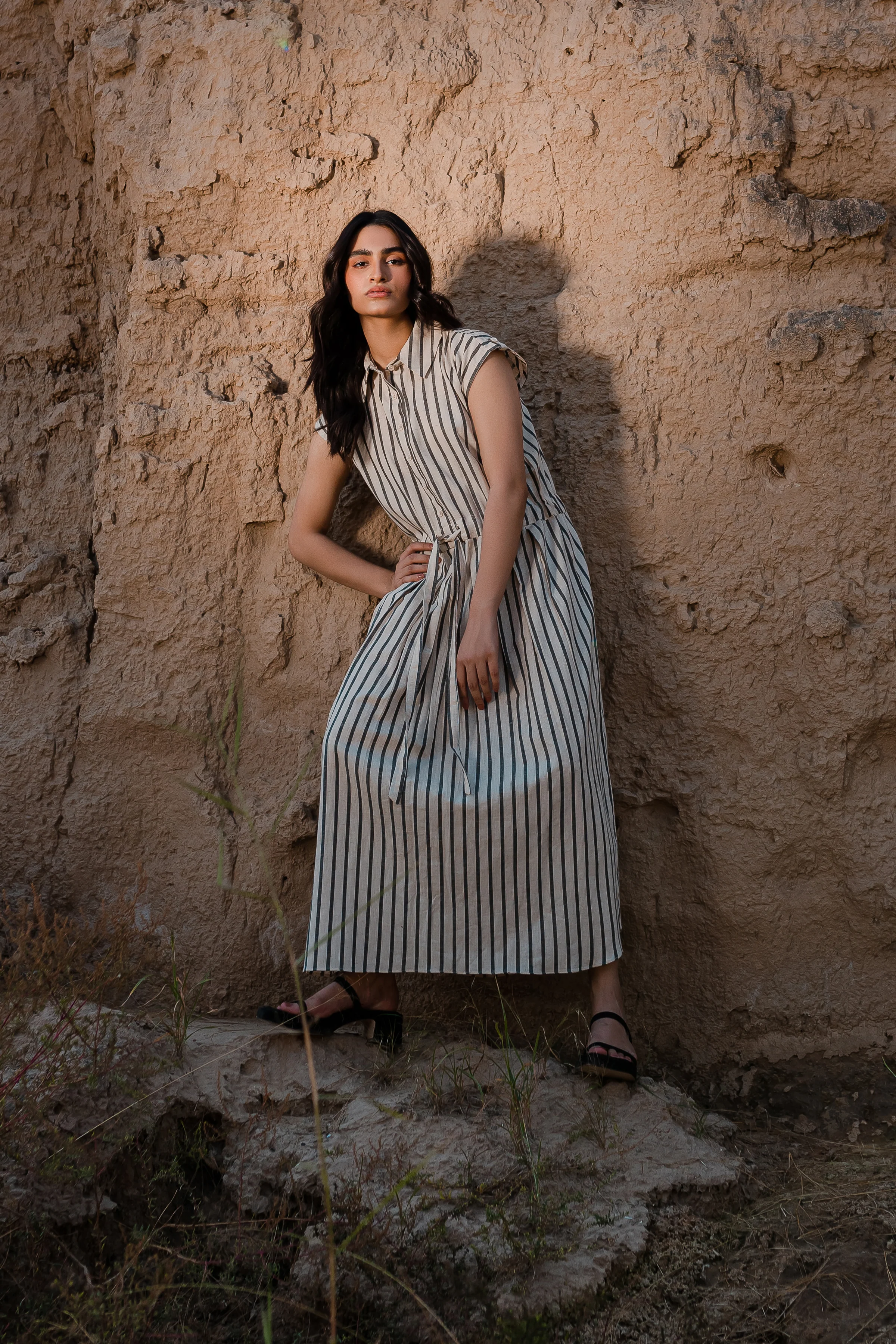 Black & White Drawstring Dress - 1Pc - Image 4