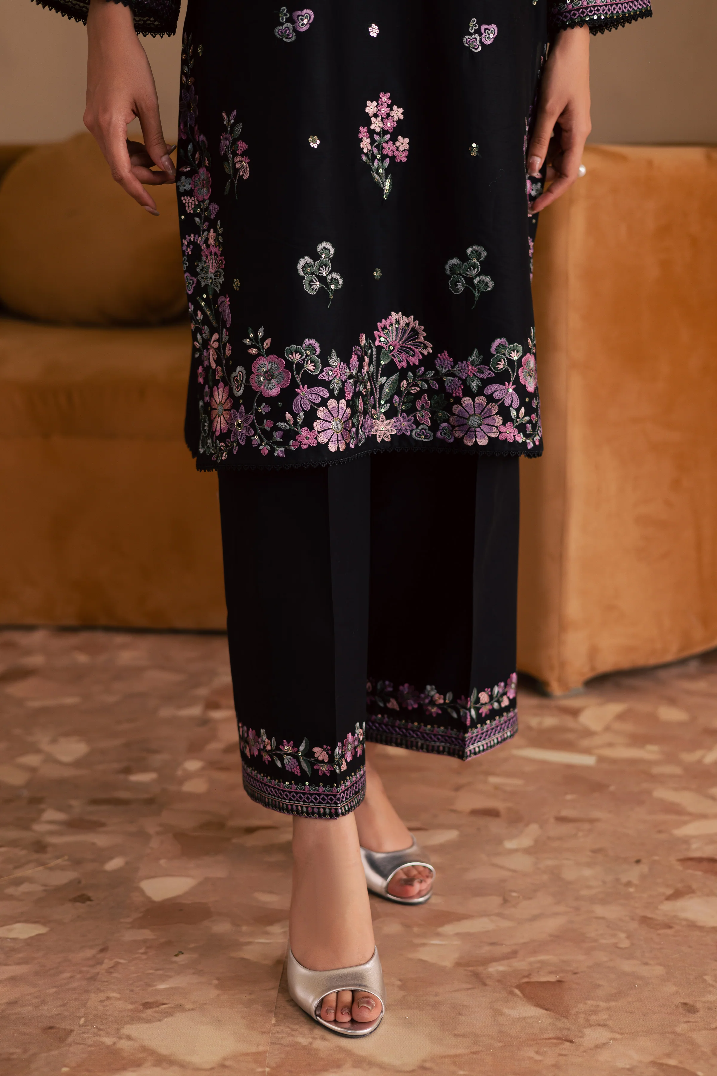Blink 2Pc - Embroidered Solid Dress - Image 10