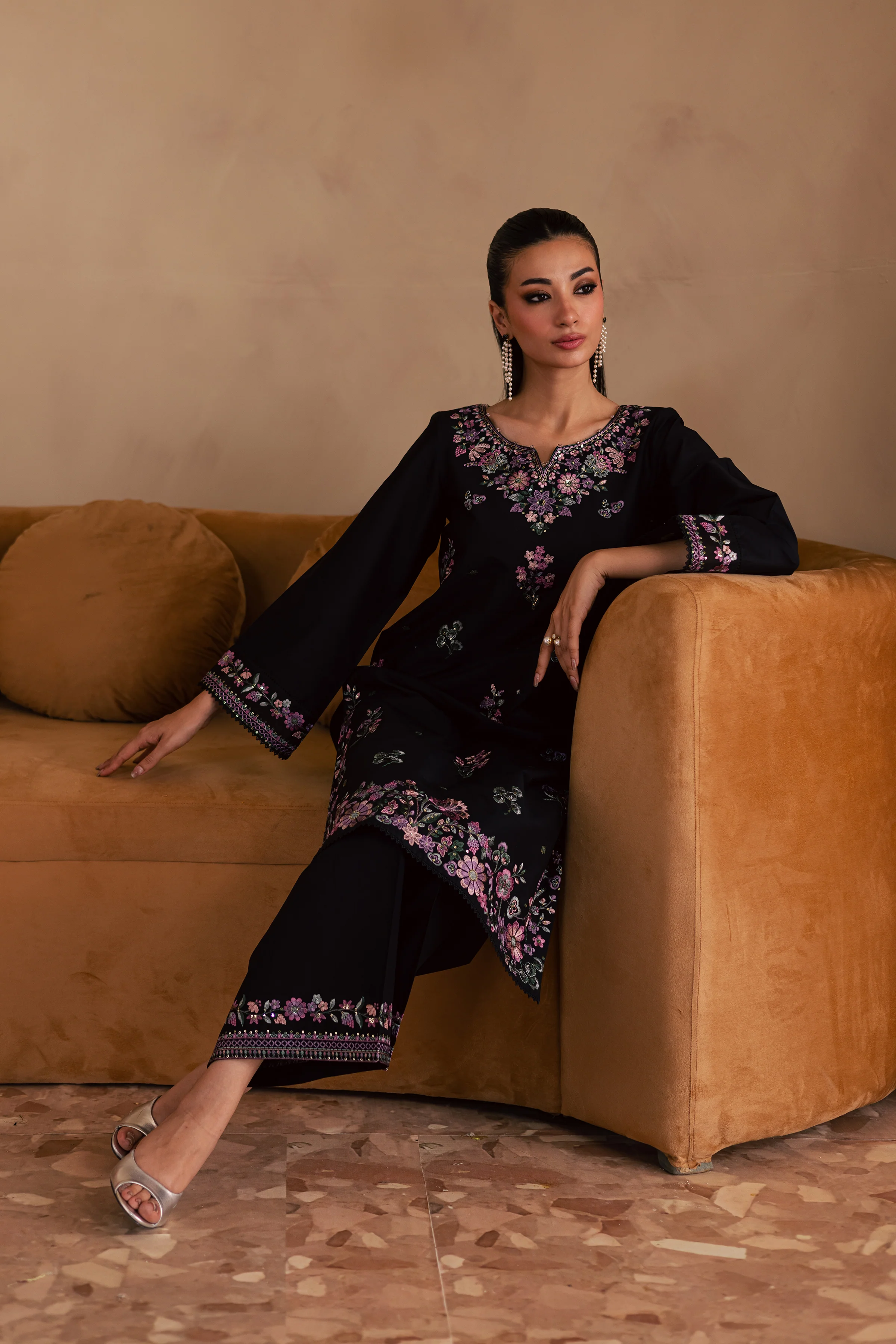 Blink 2Pc - Embroidered Solid Dress - Image 4